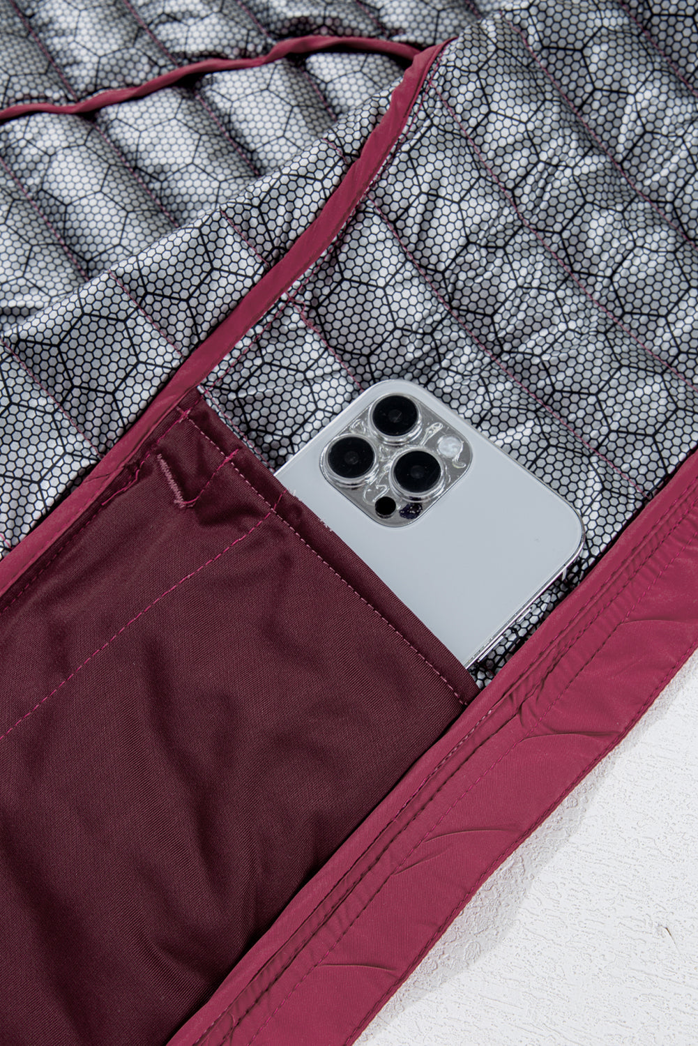 Burgundy Plush Collared Quilted Zipped Puffer Gilet Beagle Boutique Fashion Outlet
