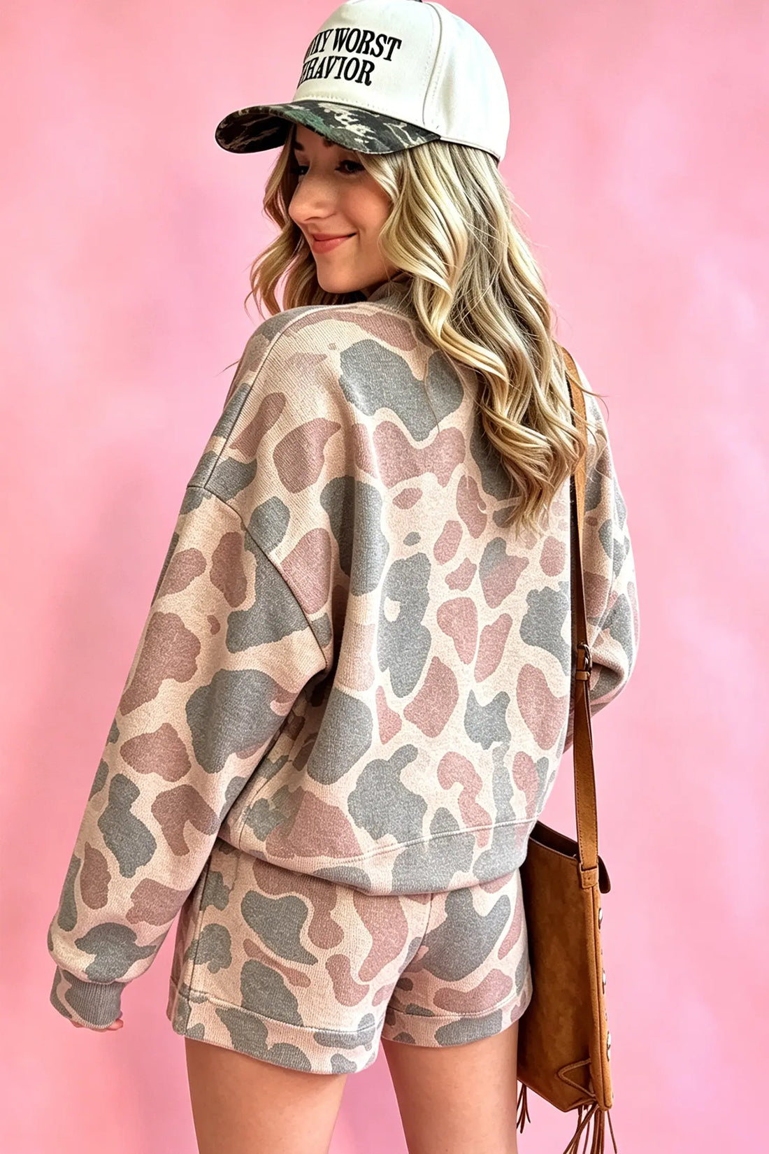 Howdy Camouflage High Neck Long Sleeve Top and Shorts Set