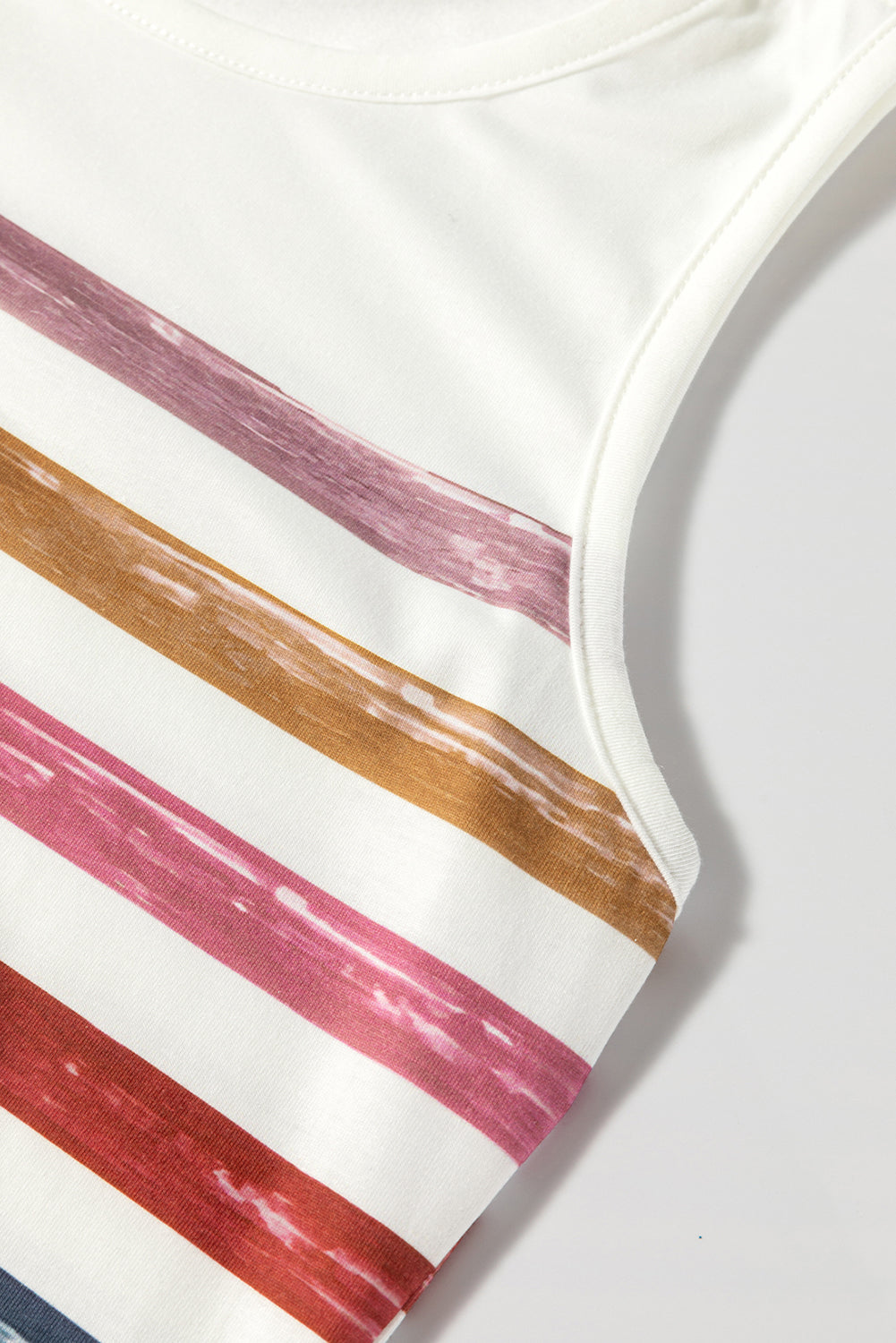 Red Stripe Rainbow Round Neck Tank Top - eAura