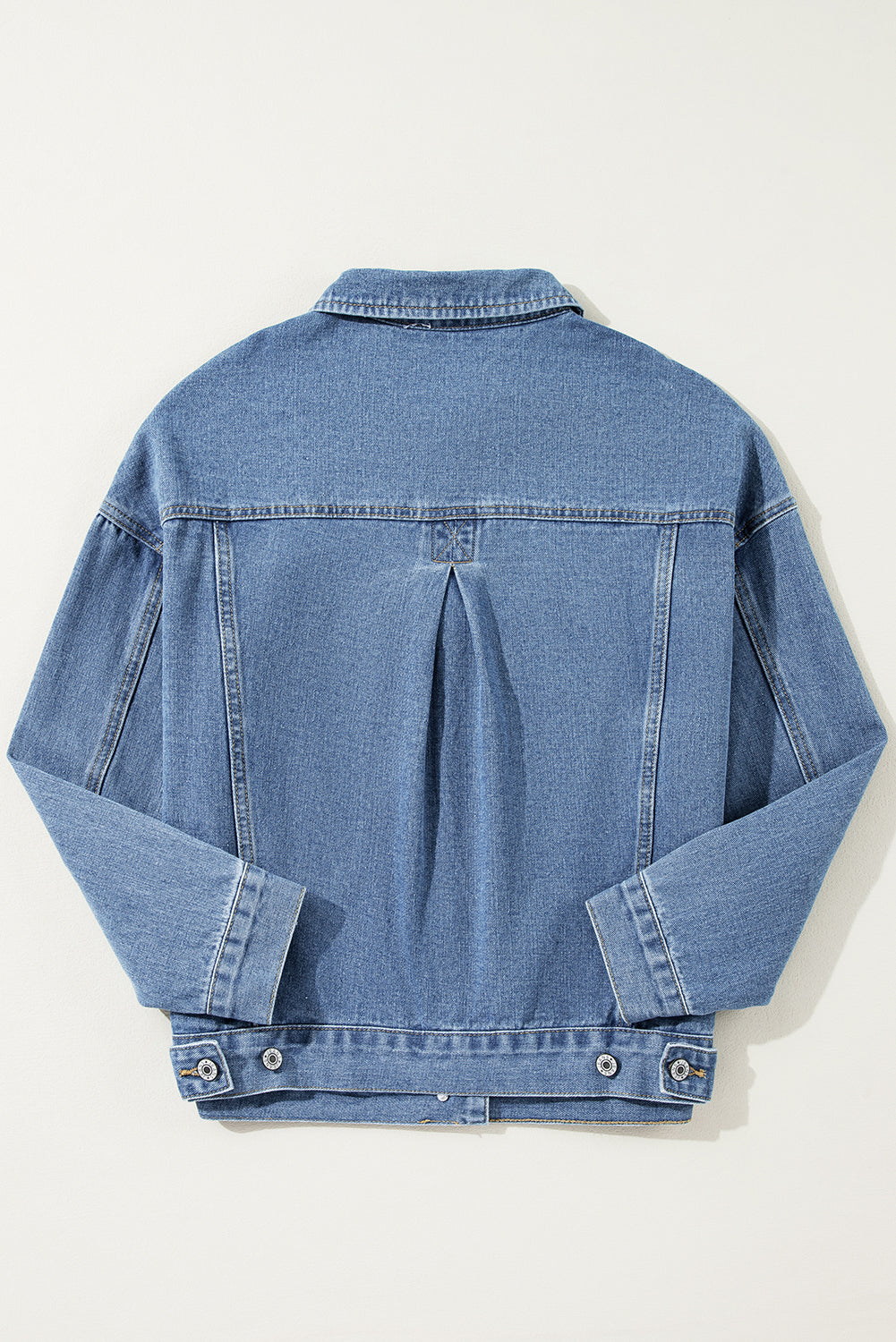 Light Blue Washed Oversize Pocketed Denim Jacket eAura
