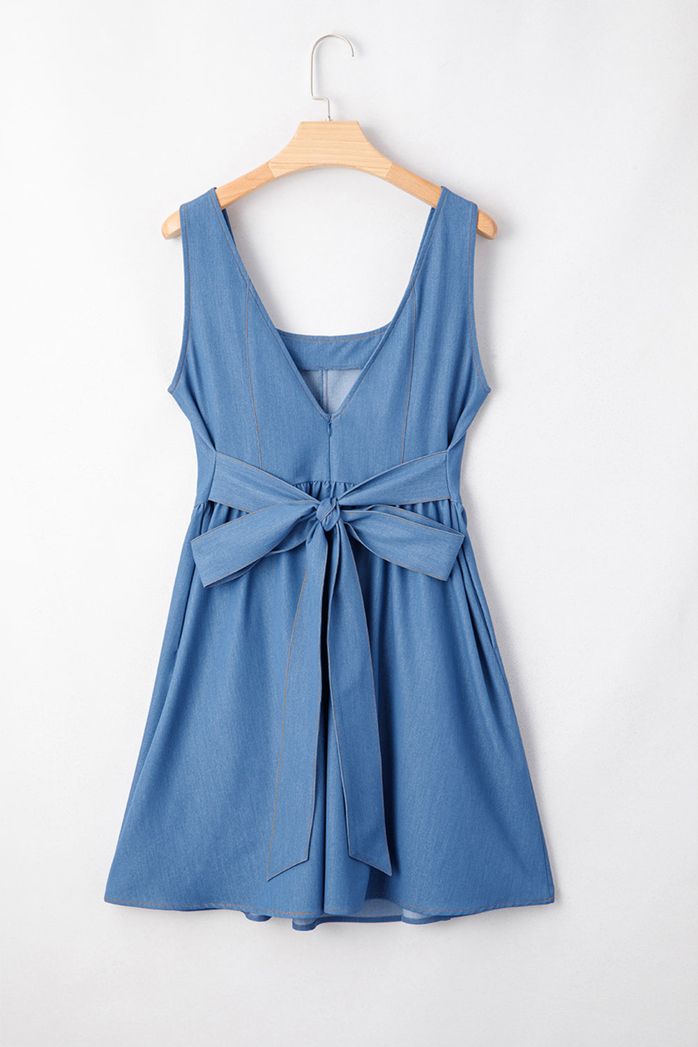Myosotis Square Neck V-Cut Backless Tied Fit and Flare Dress Dear-Lover Dropshipping