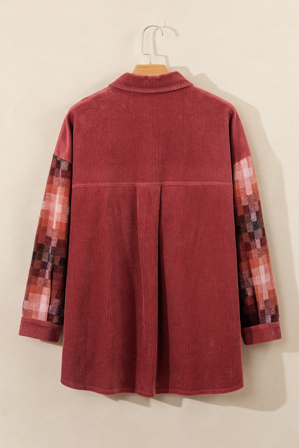 Gold Flame Checker Patchwork Raw Edge Oversized Corduroy Jacket eAura