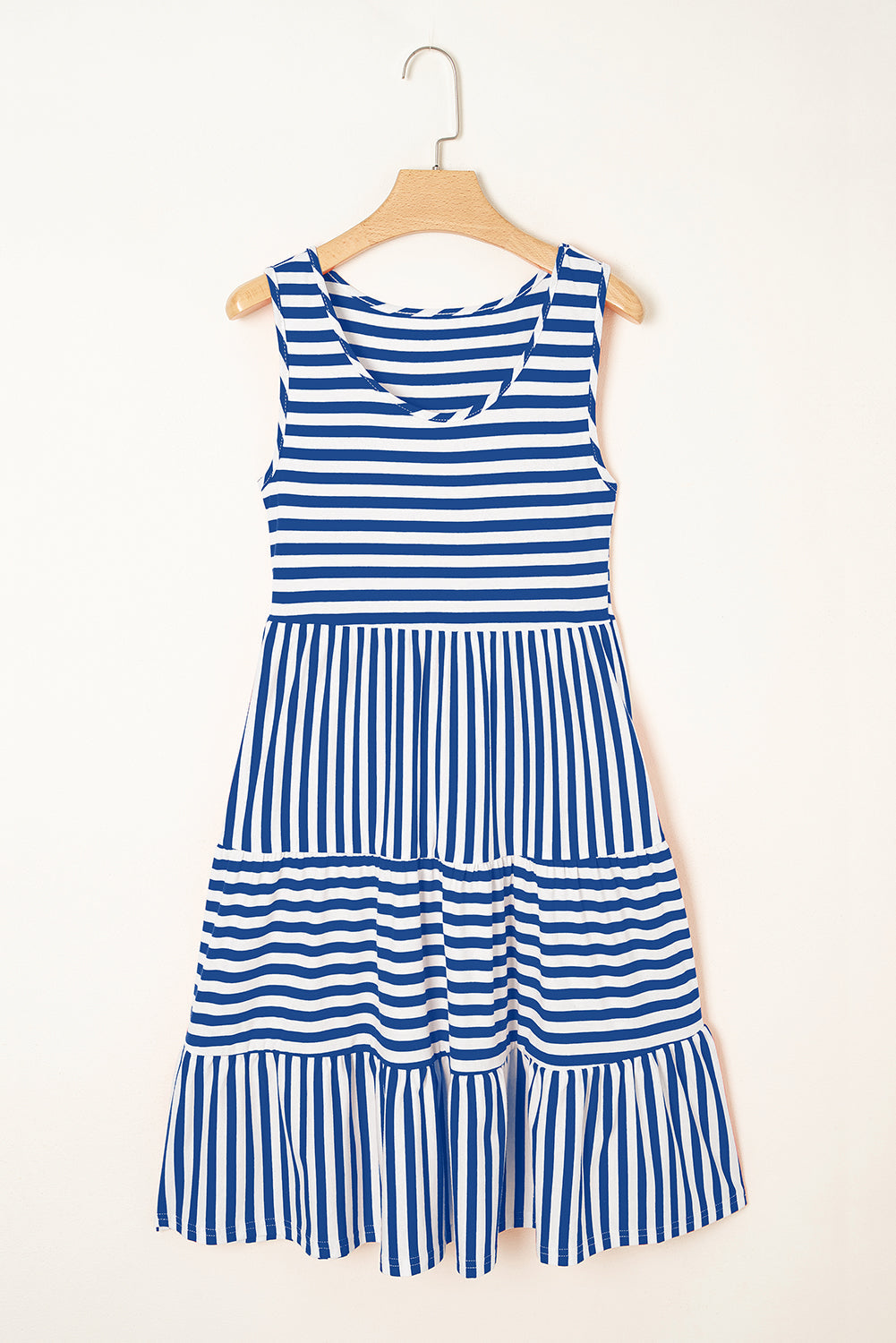 Stripe U-Neck Sleeveless Loose Fit Mini Dress eAura