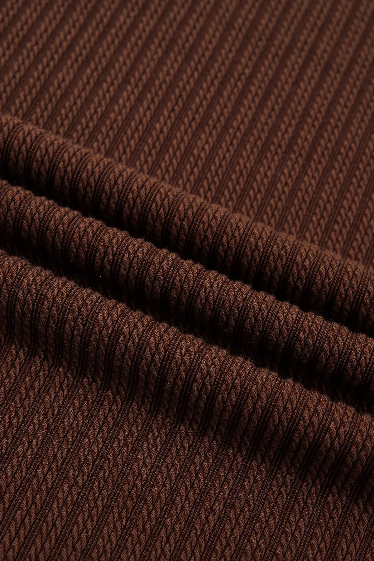 Textured Ribbed Knit Lettuce Trim 2pcs Lounge Set – Dark Brown