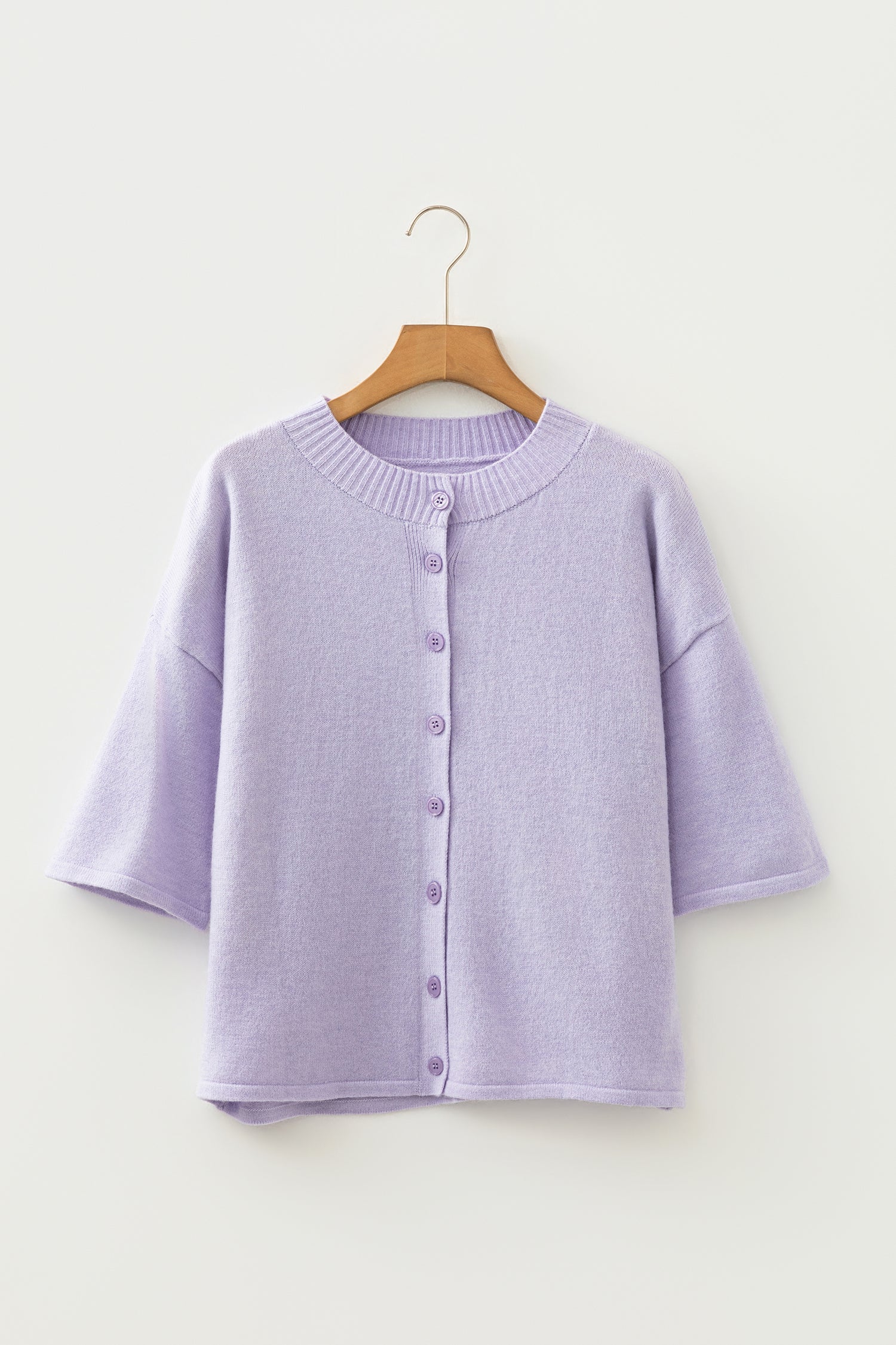 3/4 Sleeve Boxy Knit Button Down Sweater Cardigan – Lavendula