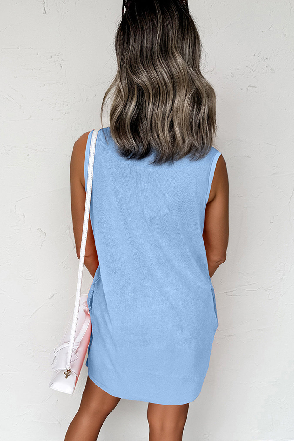 Mineral Wash Sleeveless Mini Dress with Pockets eAura