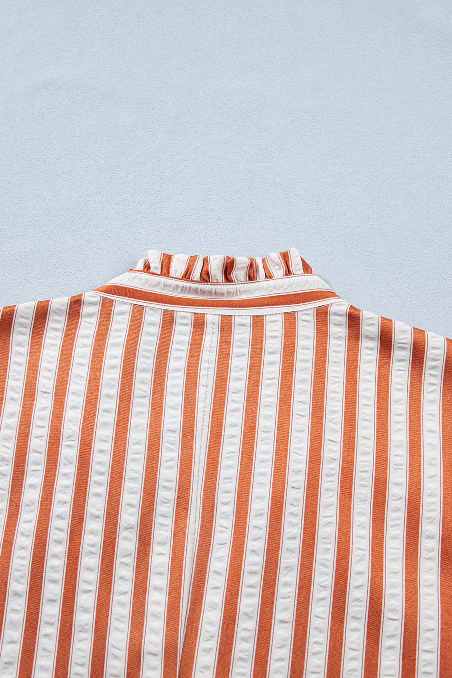 Stripe Pinched V-Neck Turn-up Cuffs Shift Mini Dress
