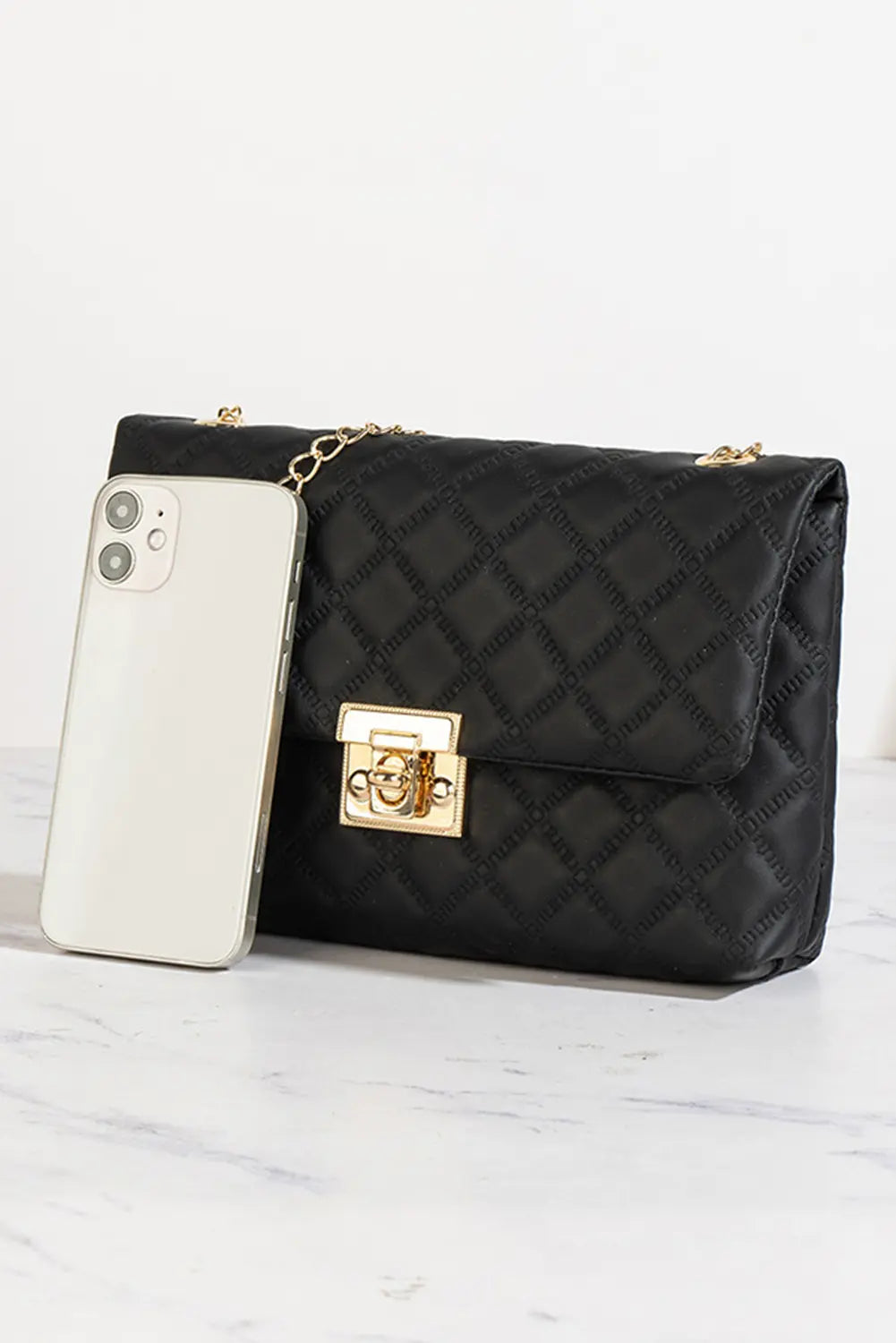 Textured PU Leather Gold Chain Buckle Single Shoulder Bag