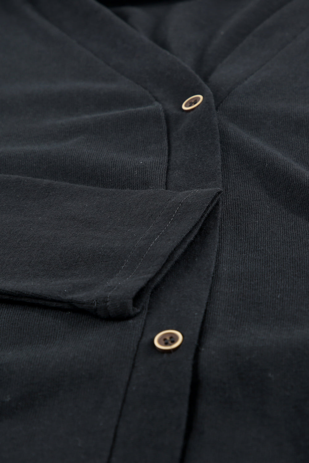 Black Solid Colour Open-Front Buttons Cardigan eAura