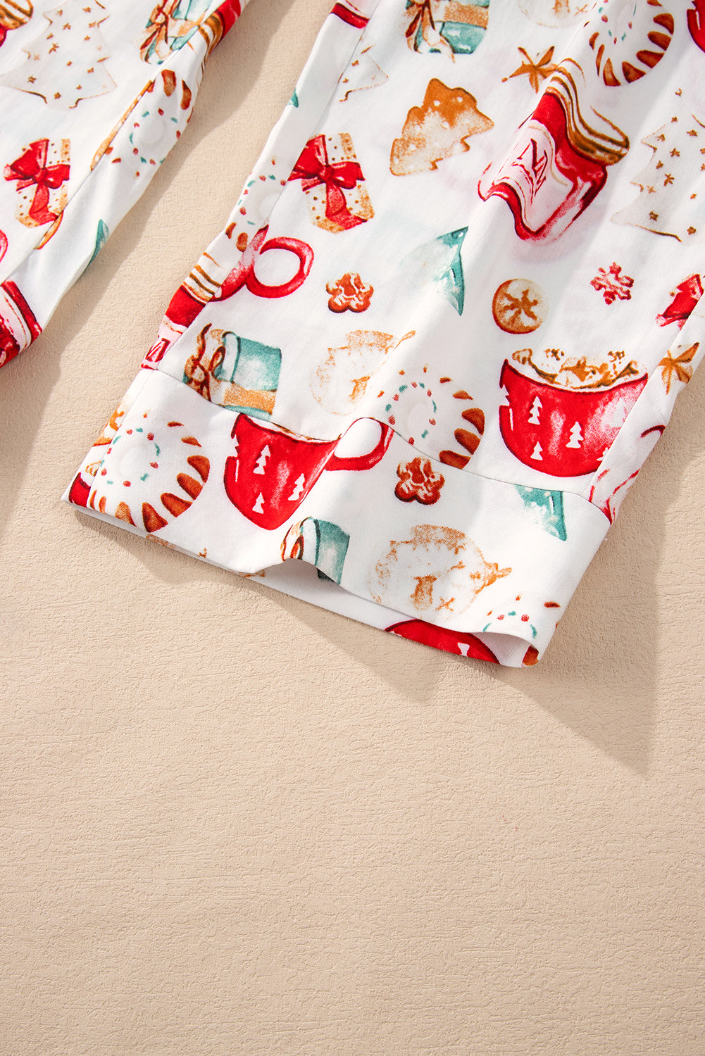 White Christmas Pattern Long Sleeve Shirt Pyjama Set eAura