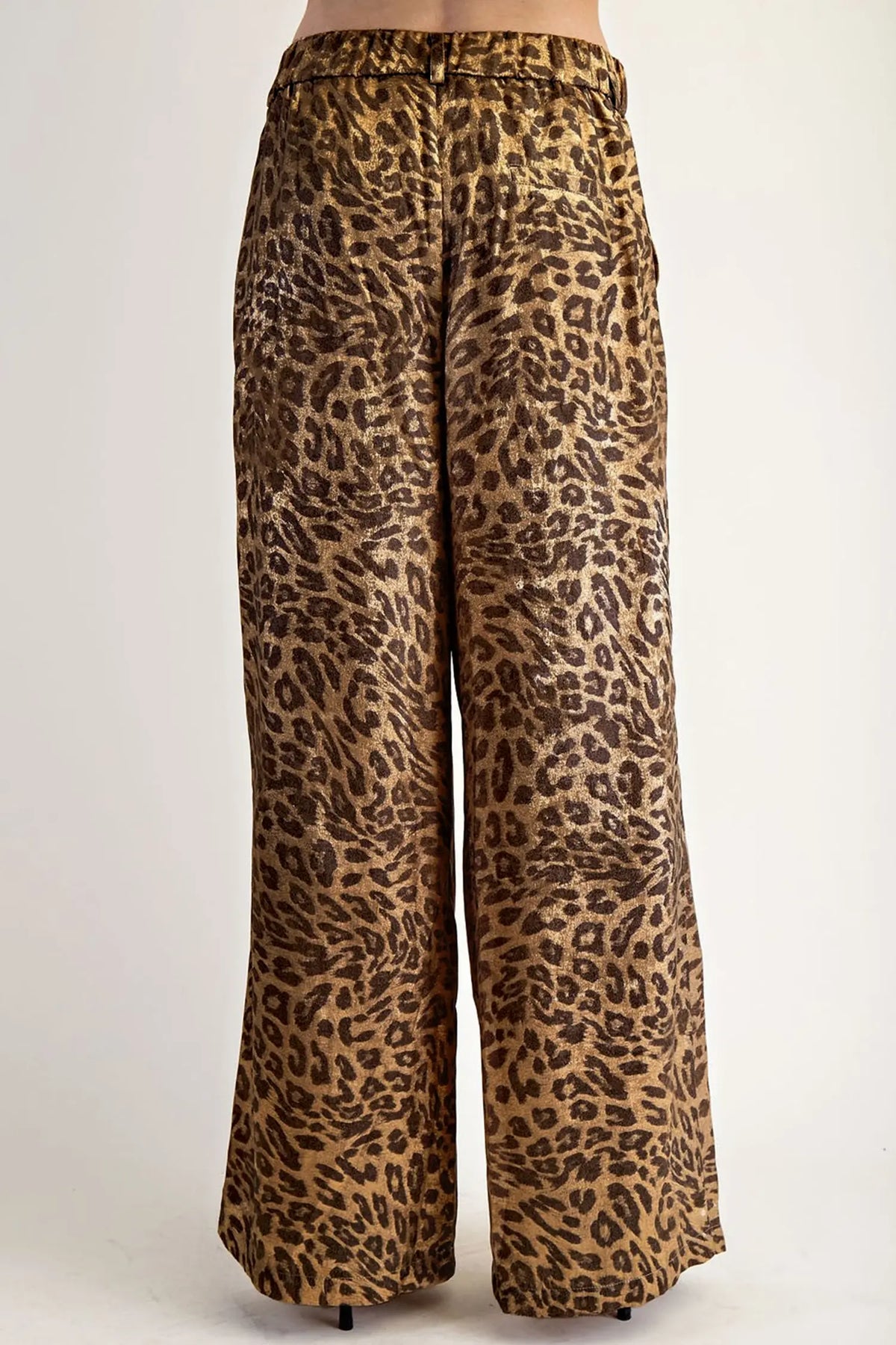 Leopard Print Western Style Wide Leg Full Length Pants – Multicolour