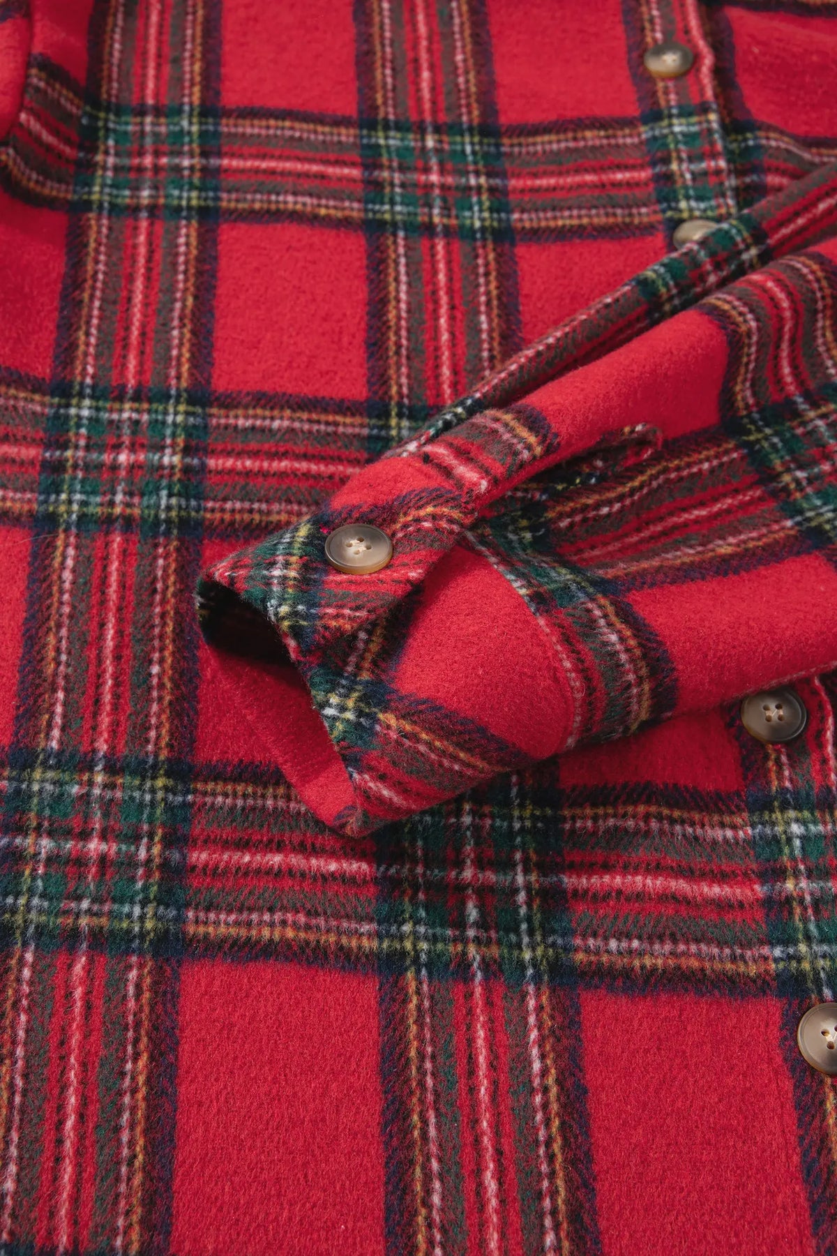 Plaid Button Front Shacket – Red