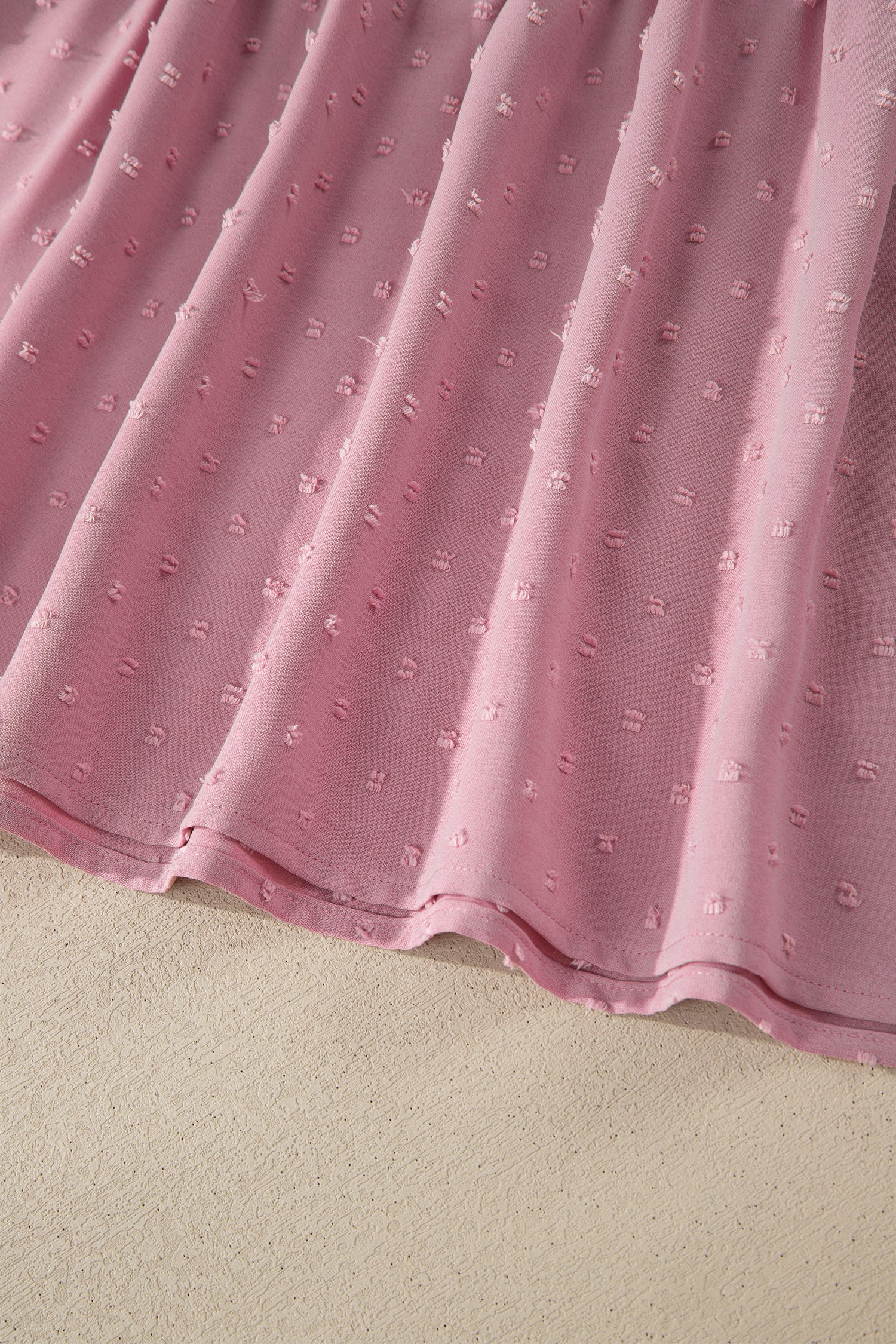 Plus Size Swiss Dot Smocked High Waist Flowy Midi Dress – Pink