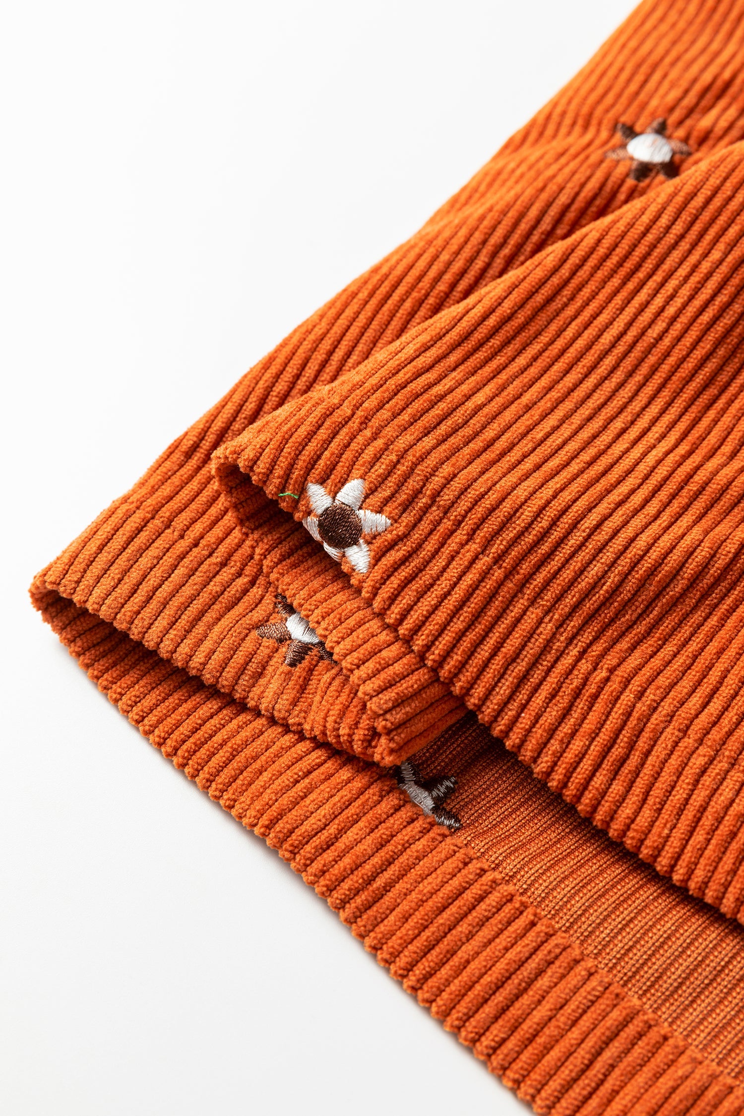 Flower Embroidered Corduroy Overall Mini Dress - eAura