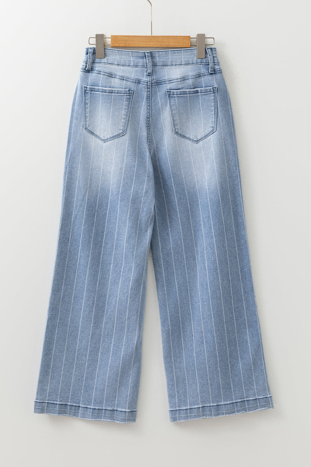 Multi Buttons Pinstripe Wide Leg Jeans - eAura