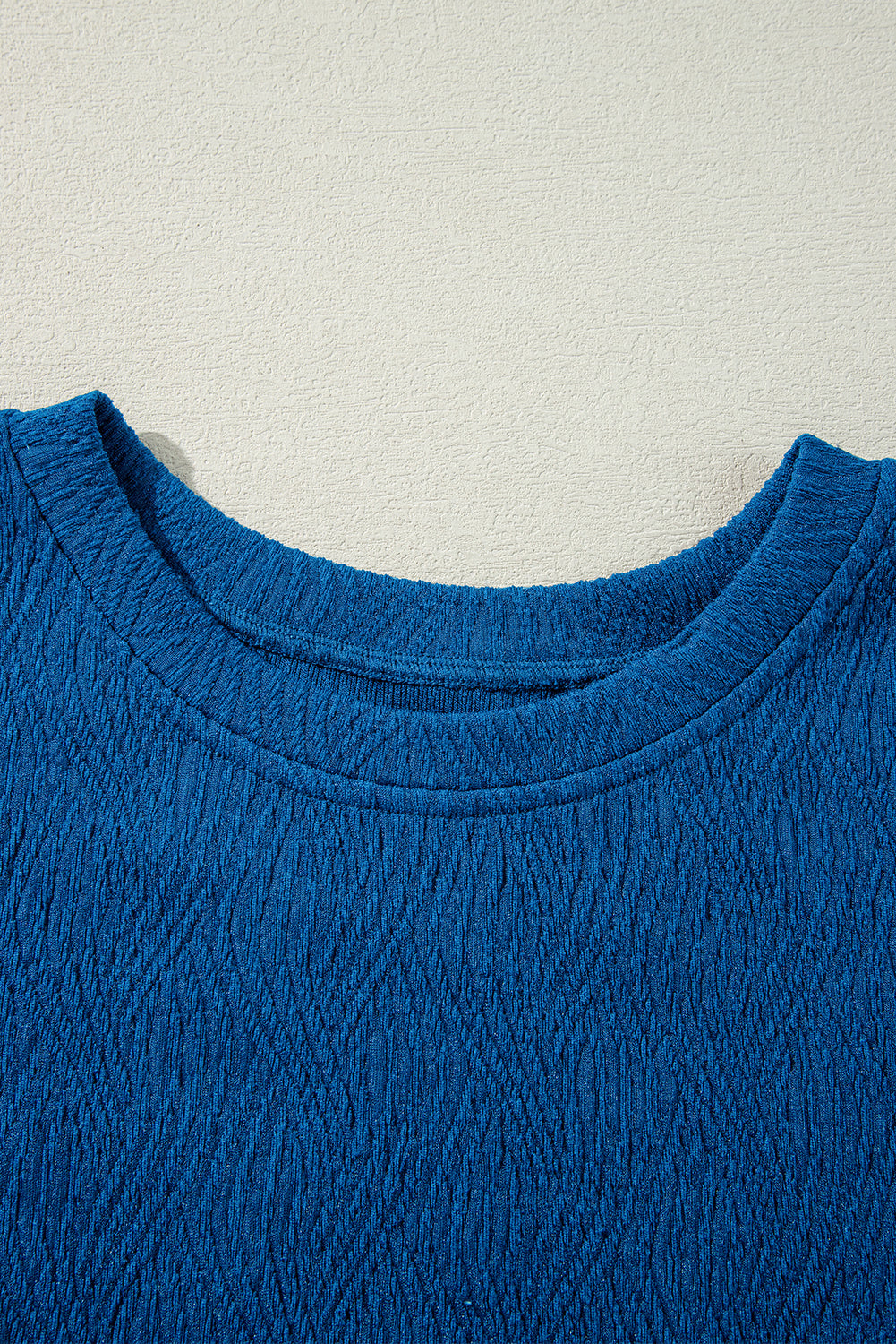 Bluing Solid Textured Crew Neck Short Set Co-ord eAura