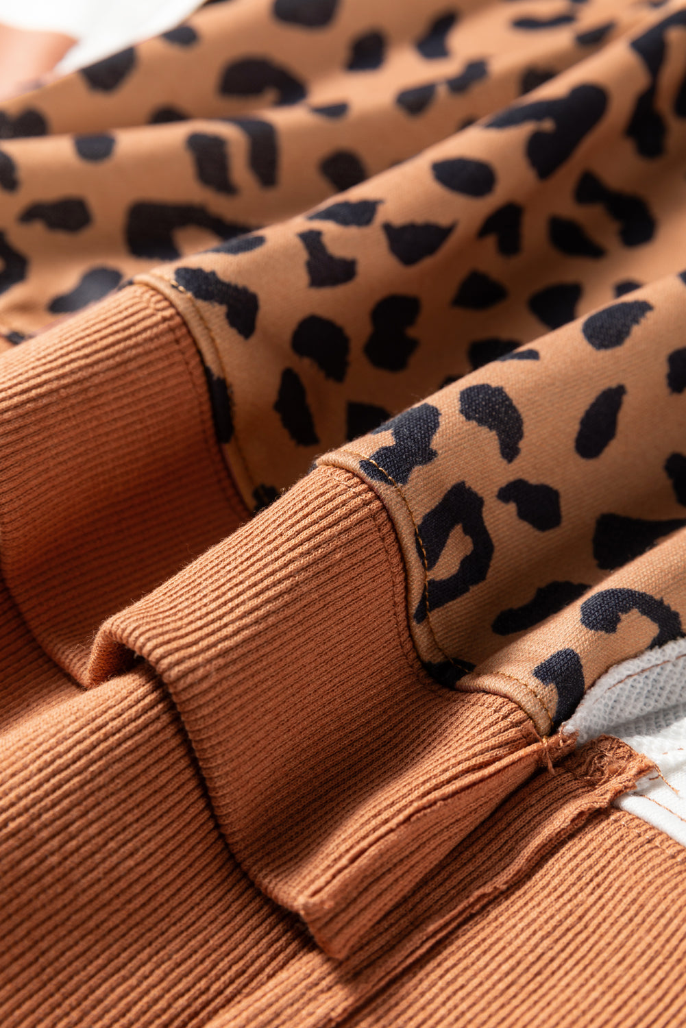 Stripe Colour Block Leopard Casual Sweatshirt with Slits - Tops/Sweatshirts & Hoodies
