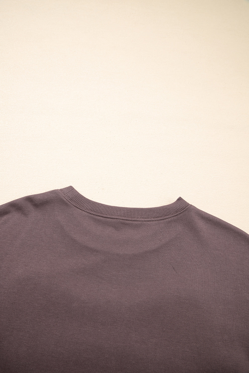 Contrast Terry Bow Pattern Drop Shoulder Sweatshirt - eAura