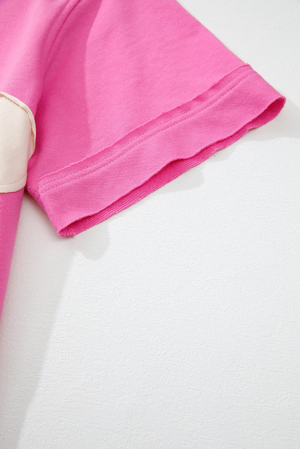 Sachet Pink Contrast Flower Drop Shoulder Loose T Shirt eAura