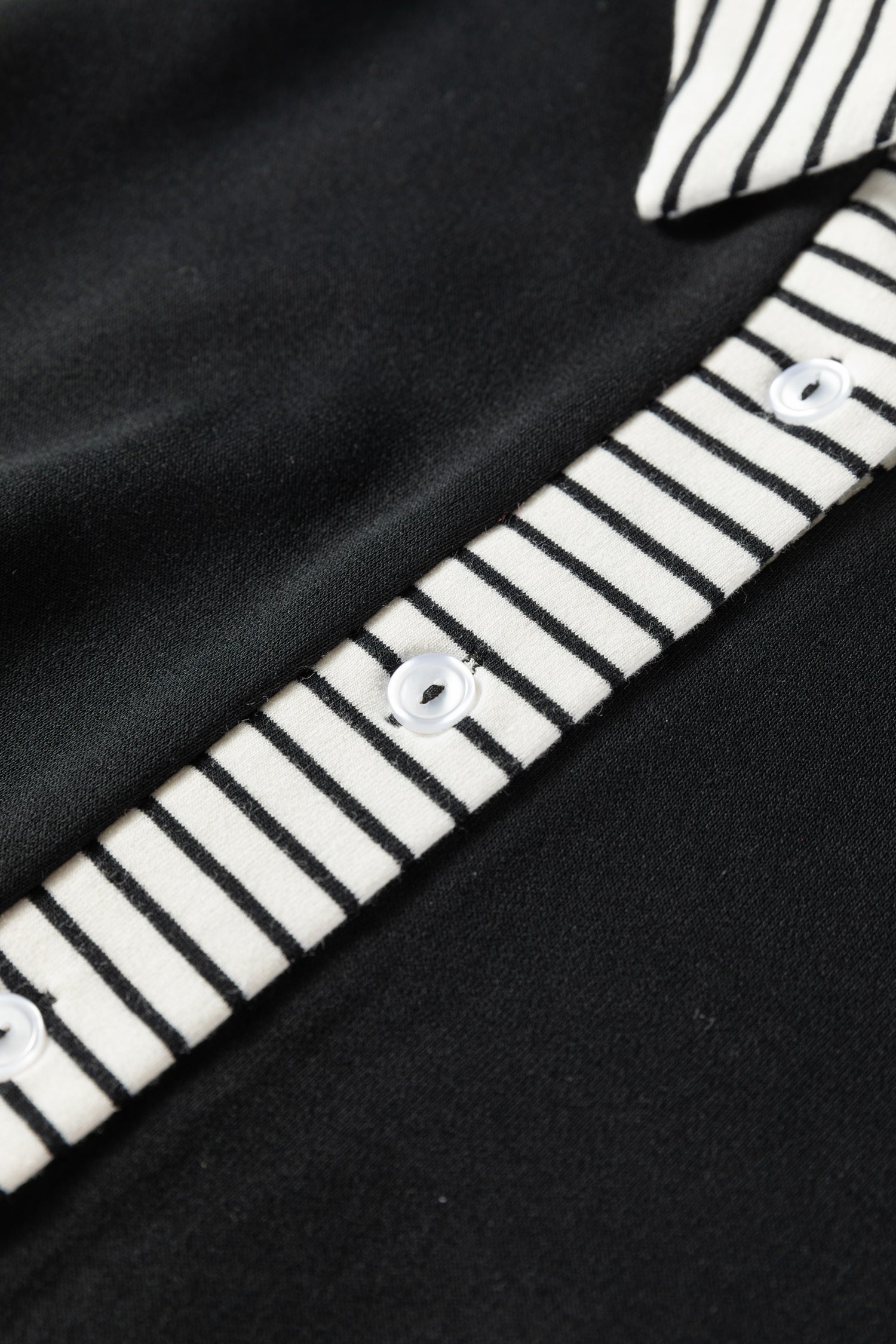 Plus Size Striped Cuffs Polo Collar Patchwork Long Sleeve Ruffle Hem Dress - eAura