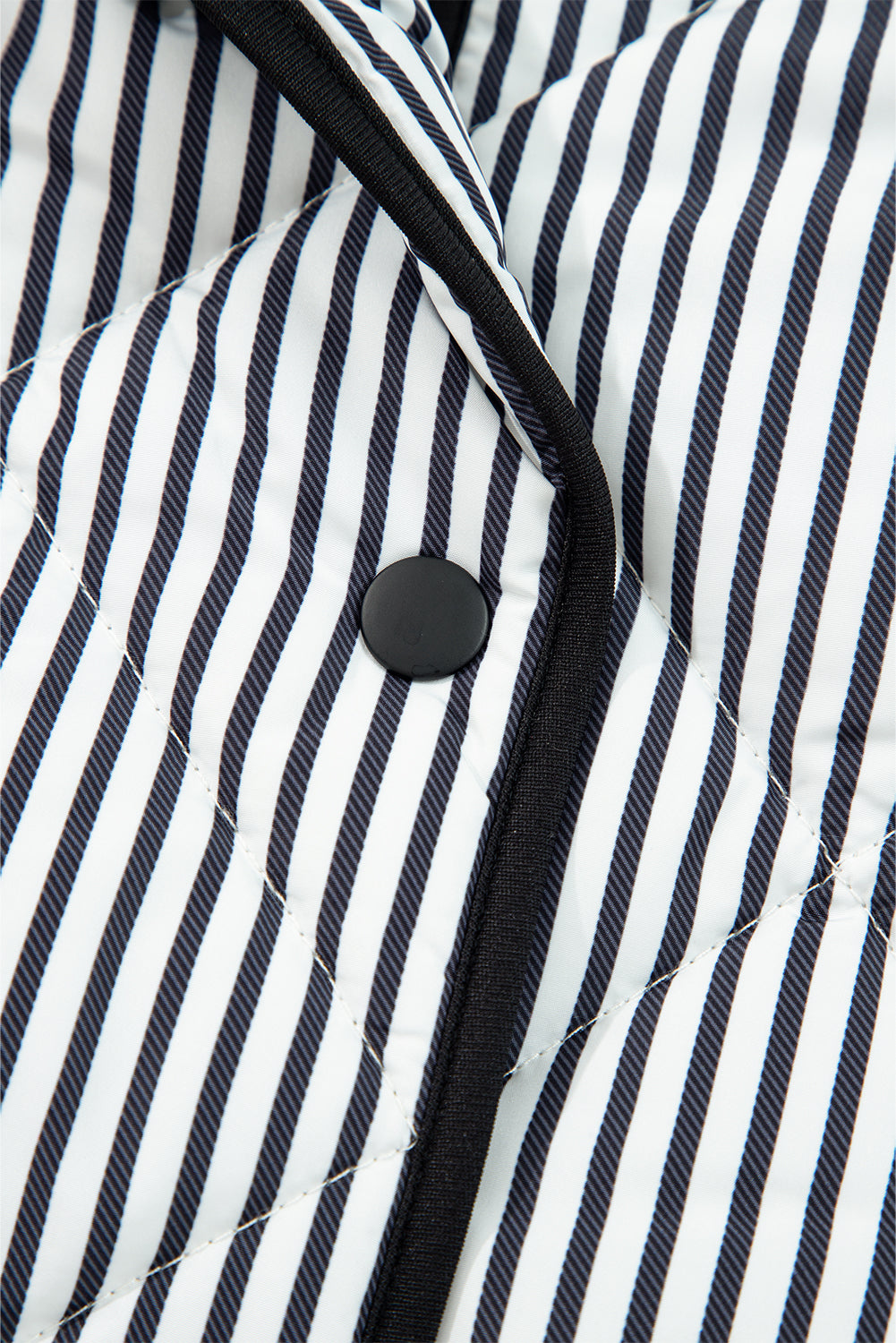 Brown Stripe Contrast Trim Snap Button Collared Vest - eAura