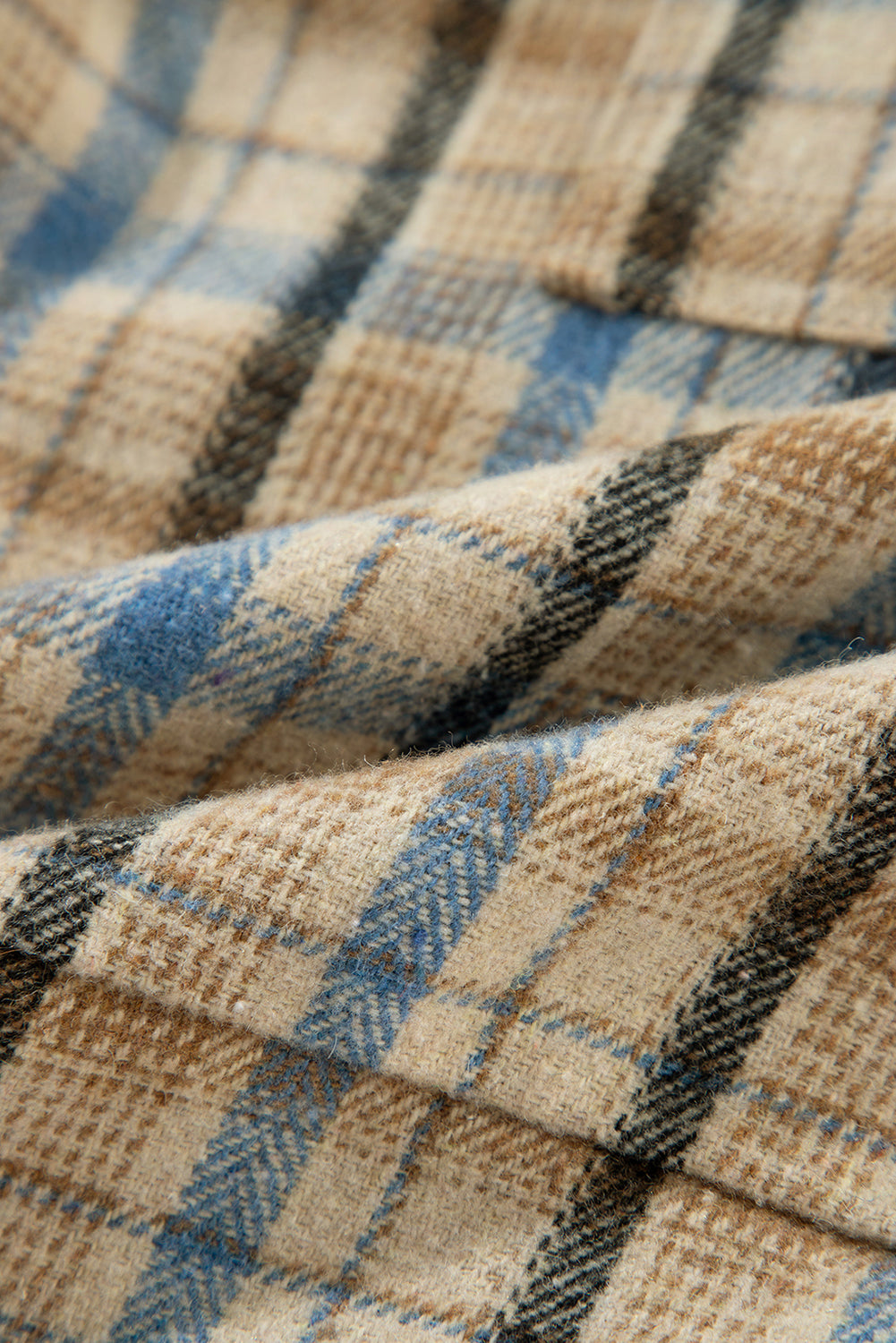 Ashleigh Blue Waffle Knit Patchwork Hooded Plaid Shacket eAura