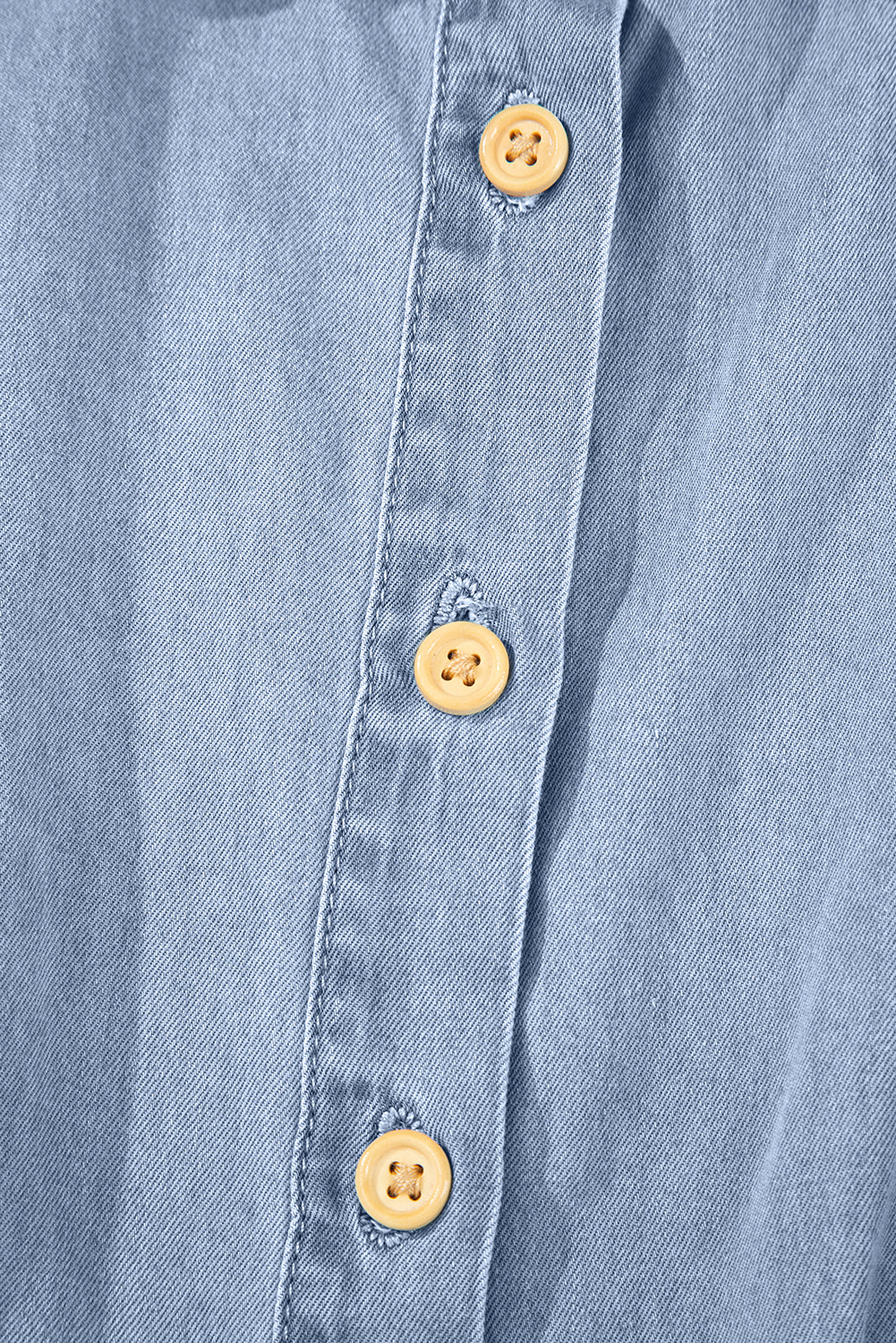 Myosotis Denim Pleated Slim Waist Short Sleeve Shirt Dress eAura