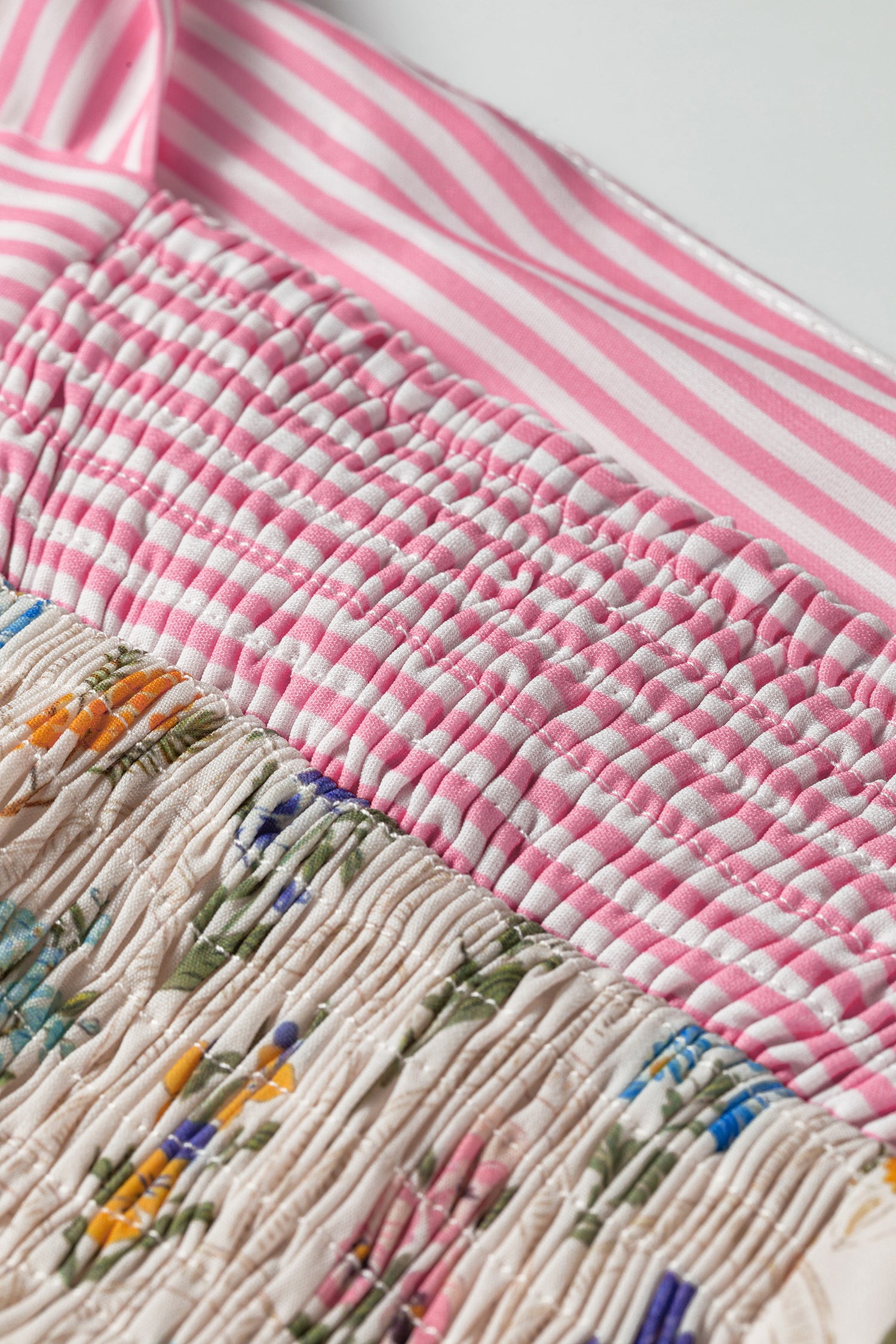 Floral Print Striped Detail Knot Straps Maxi Dress – Multicolour