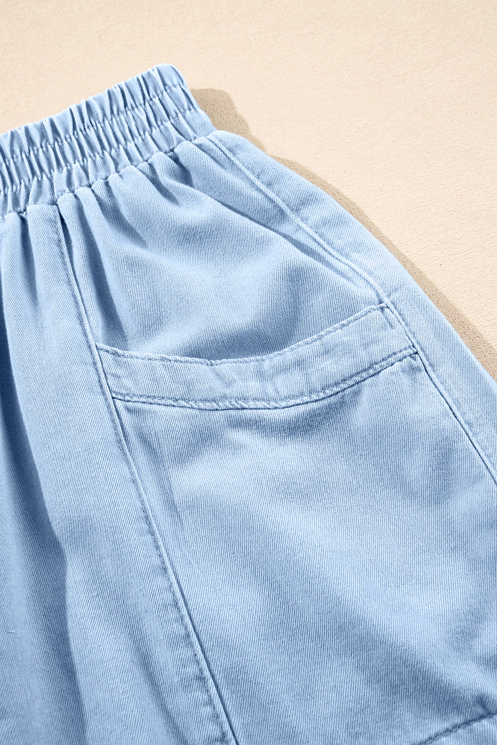 Beau Blue Light Wash Pocketed Wide Leg Denim Shorts eAura