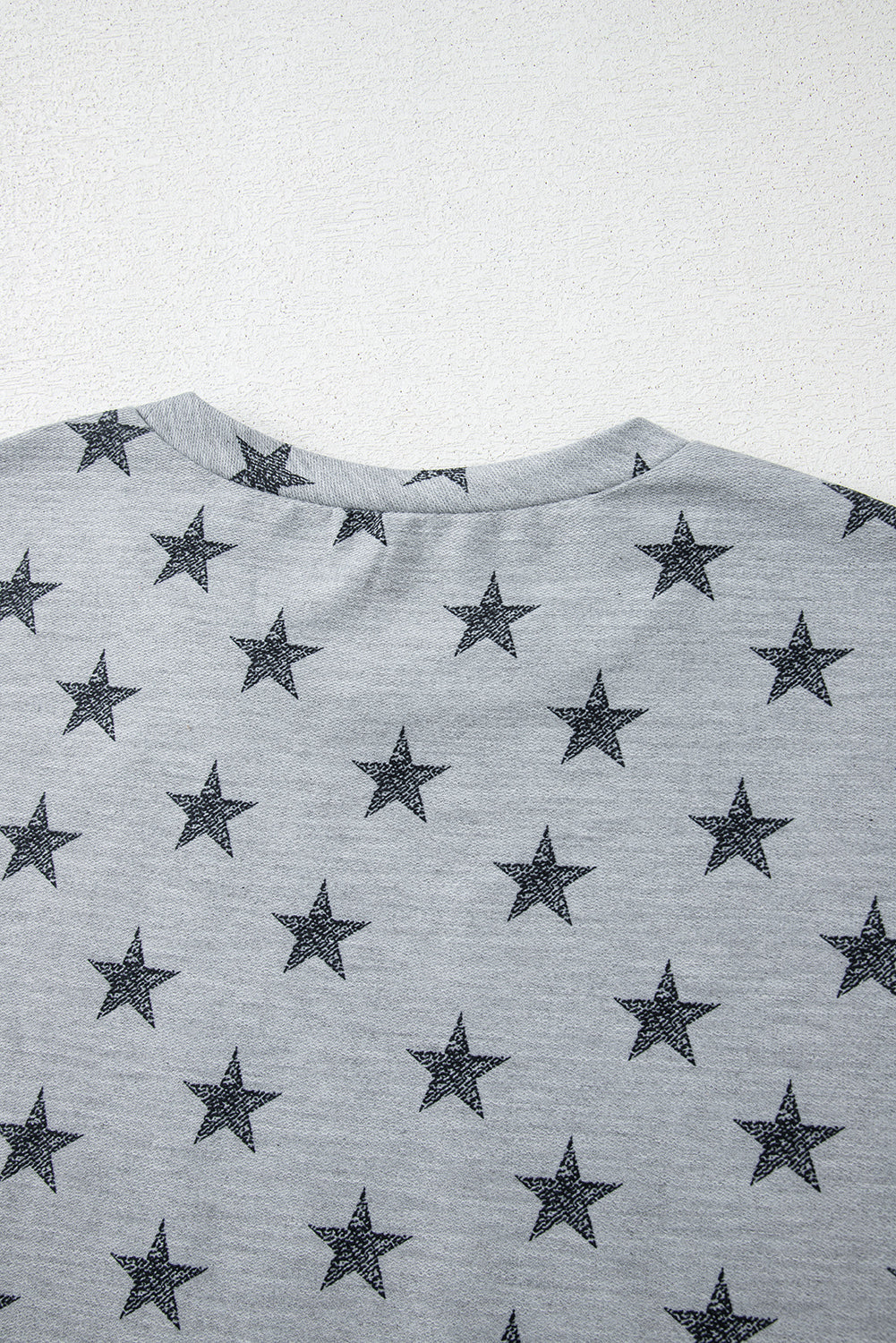 Grey Star Print Ruffled Sleeve T Shirt eAura