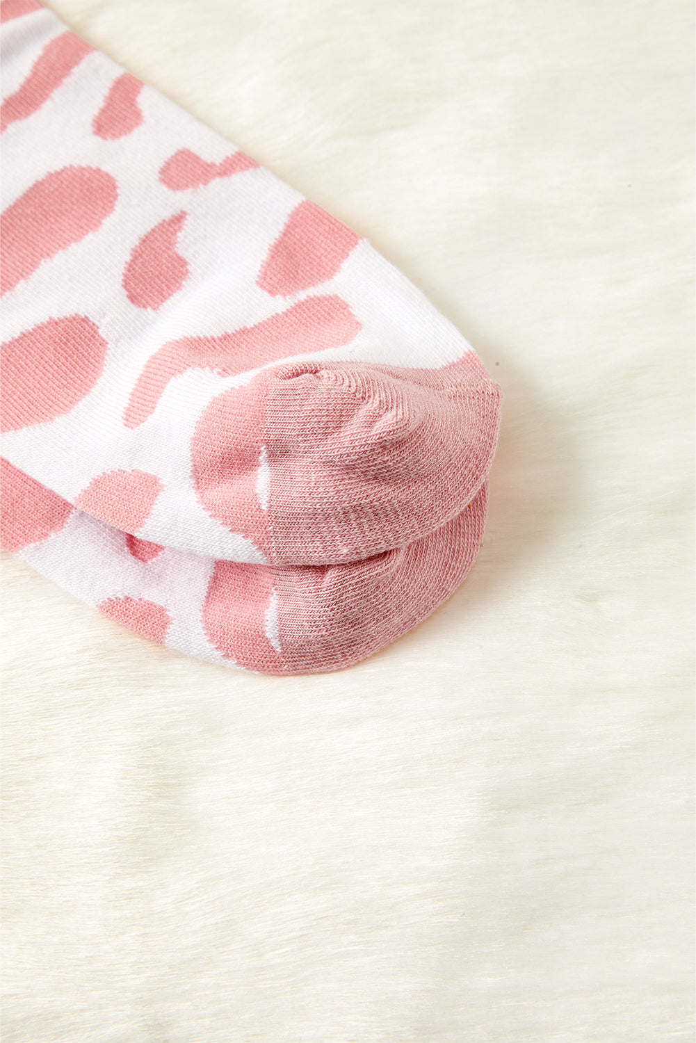 Pink Cow Print Crew Socks