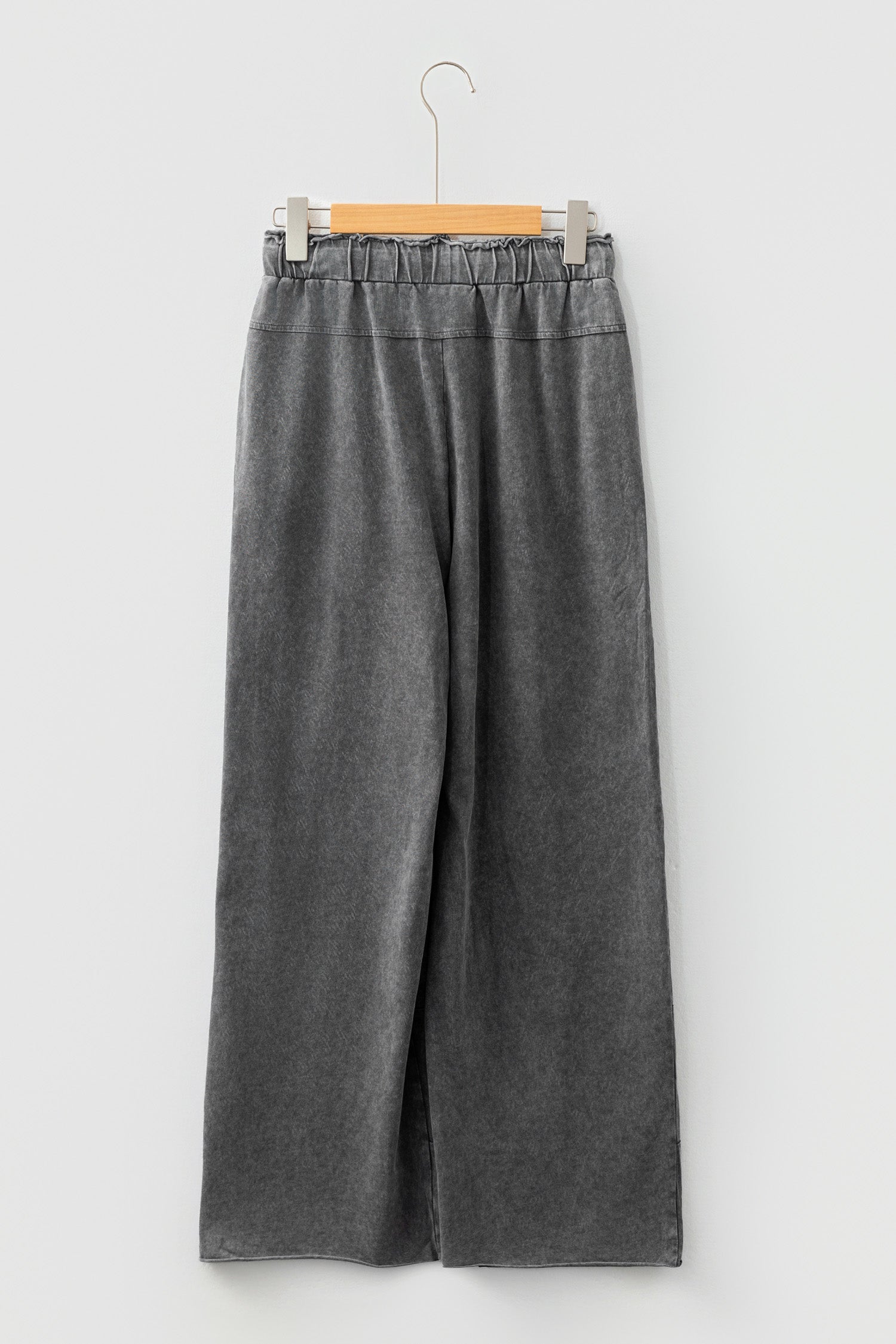 Mineral Wash High Waist Raw Hem Patched Trousers - eAura