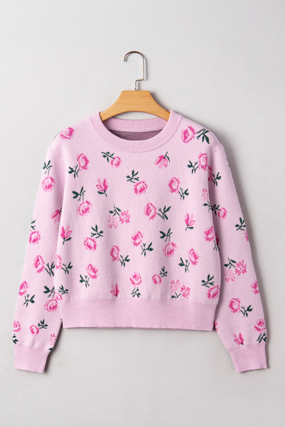 Floral Print Drop Shoulder Cropped Sweater eAura