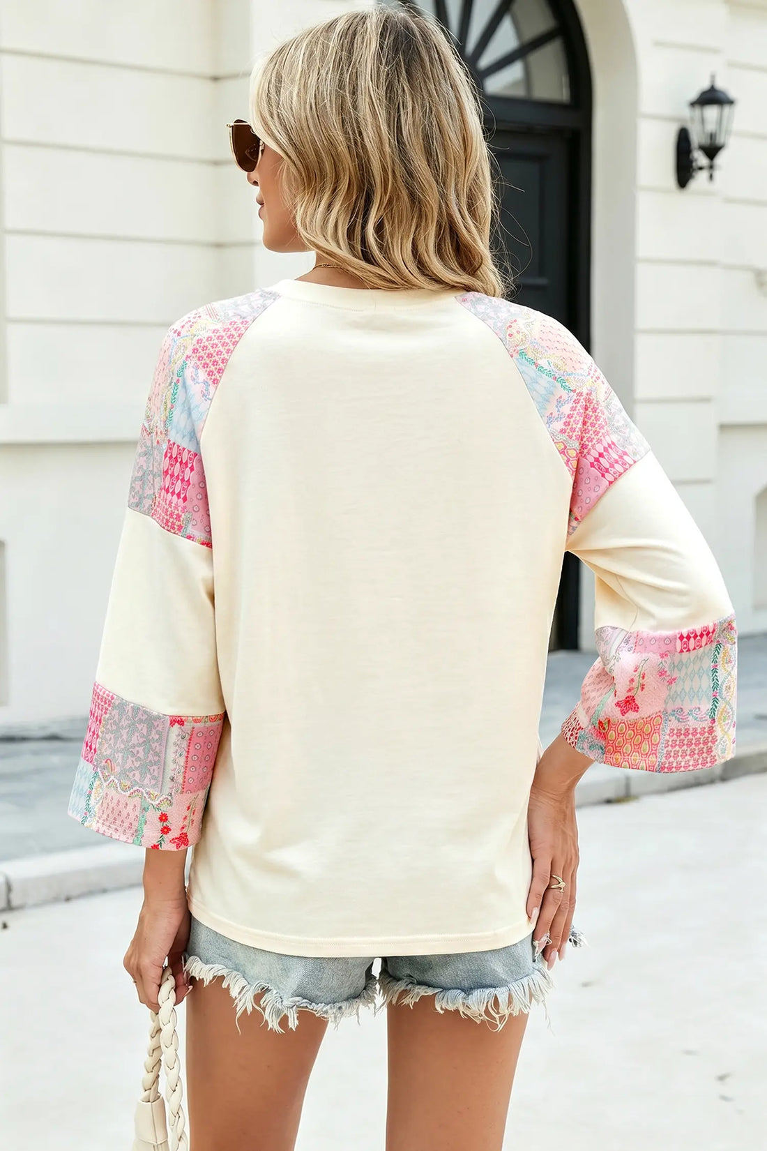 Retro Floral Patchwork Long Sleeve Top