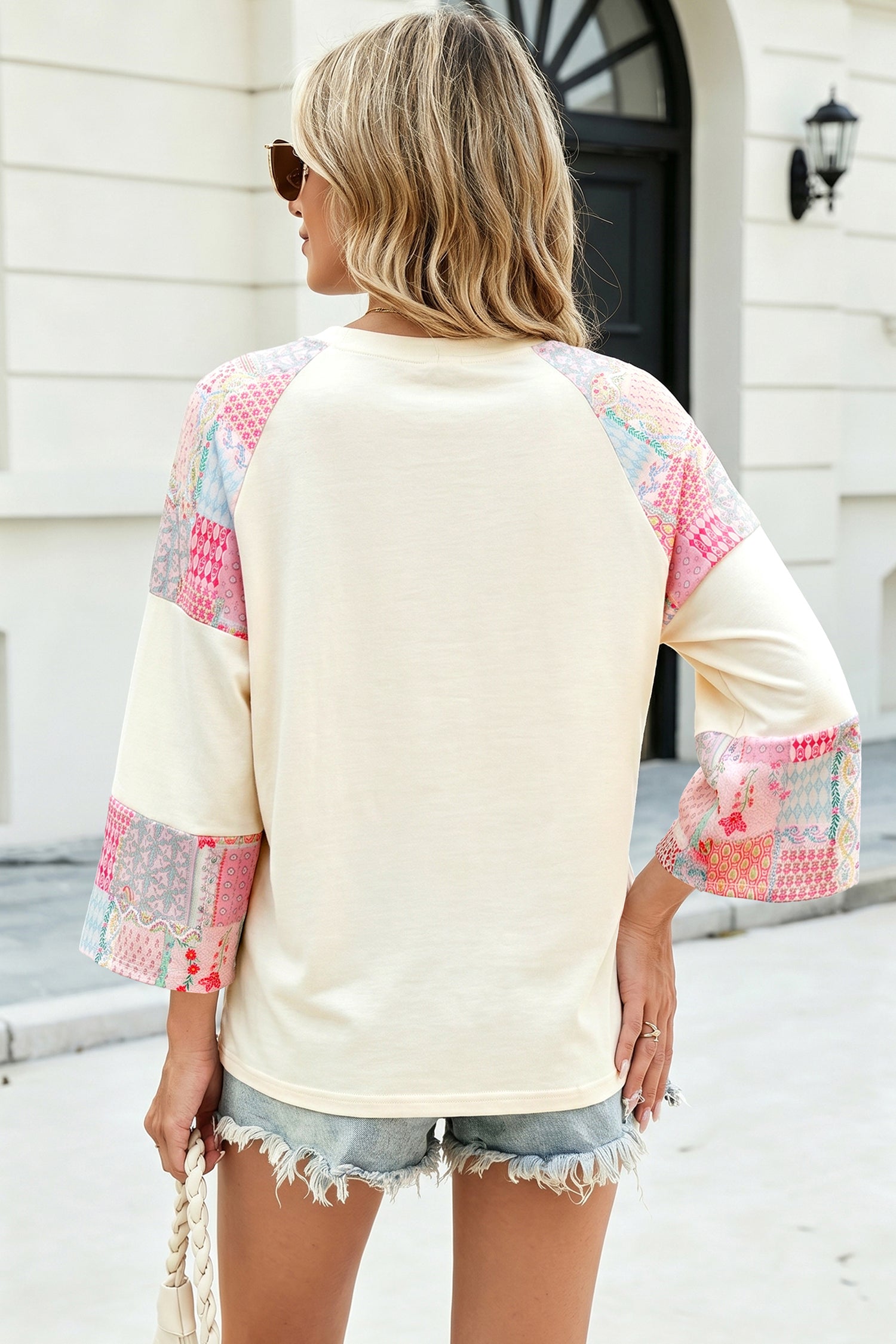 Retro Floral Patchwork Long Sleeve Top