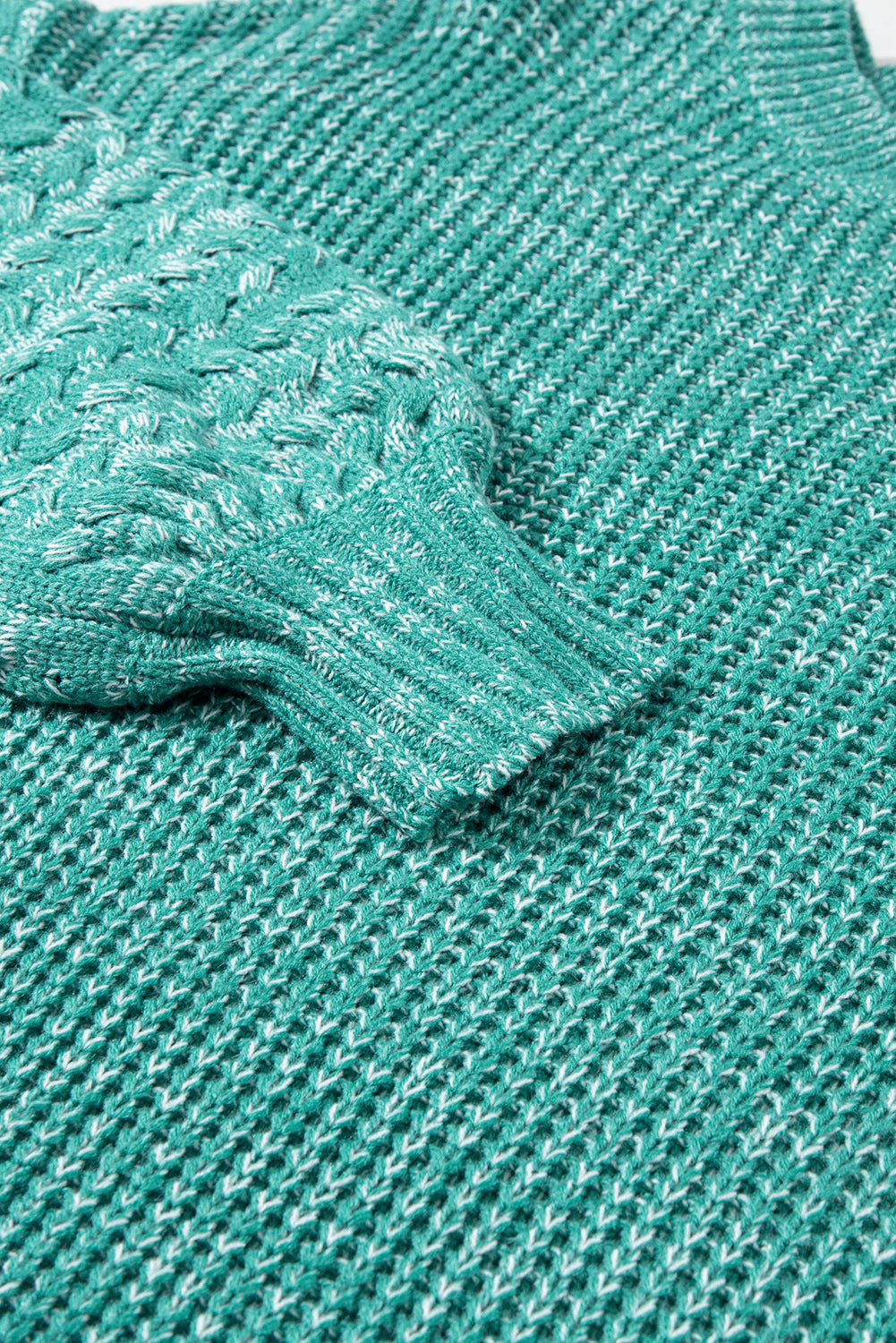 Parchment Cable Knit Sleeve Drop Shoulder Sweater eAura