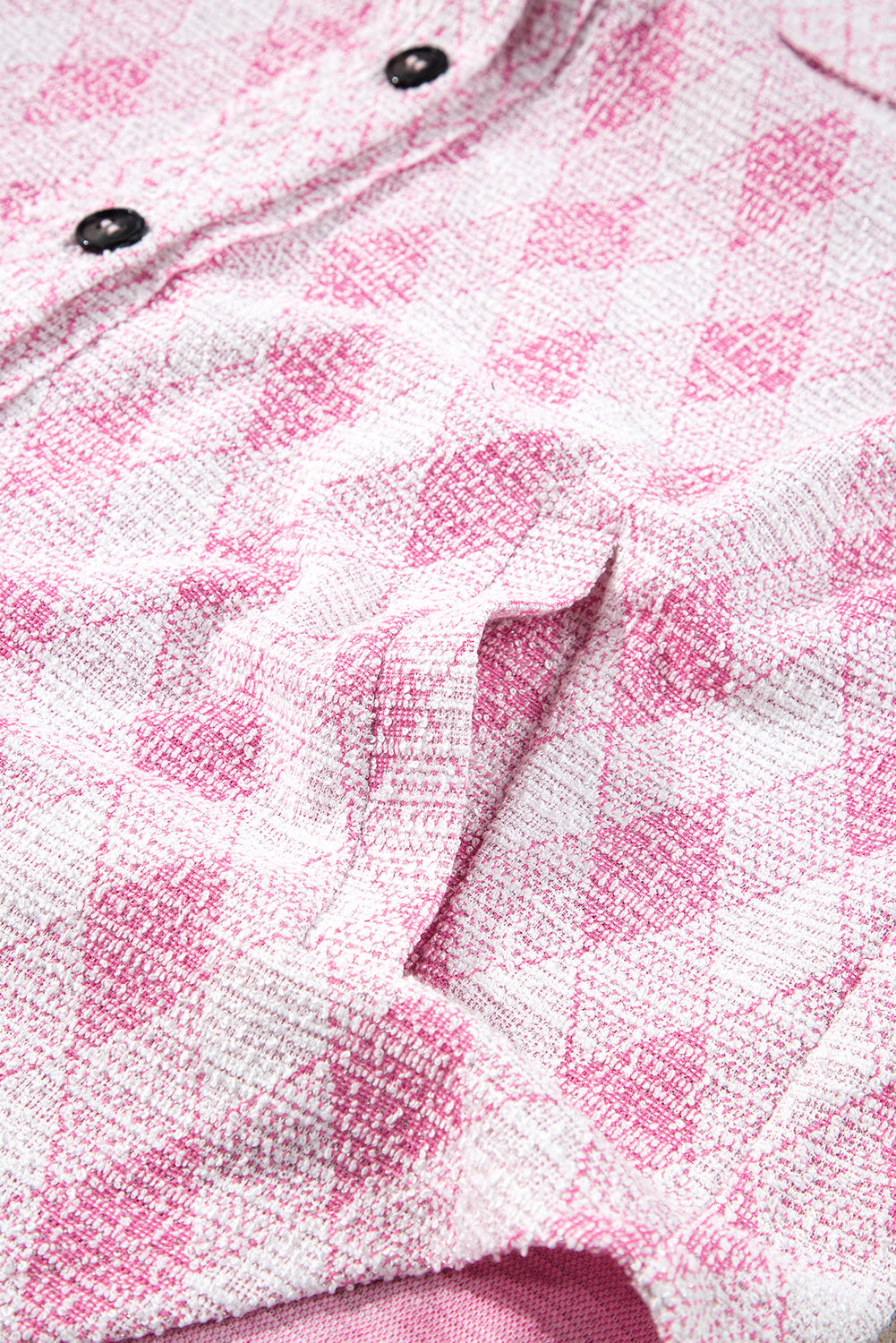 Delicacy Geometric Print Textured Flap Detail Shacket with Pocket Beagle Boutique Fashion Outlet