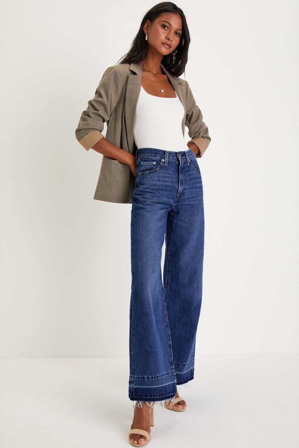 Raw Hem Straight High Rise Loose Jeans - eAura