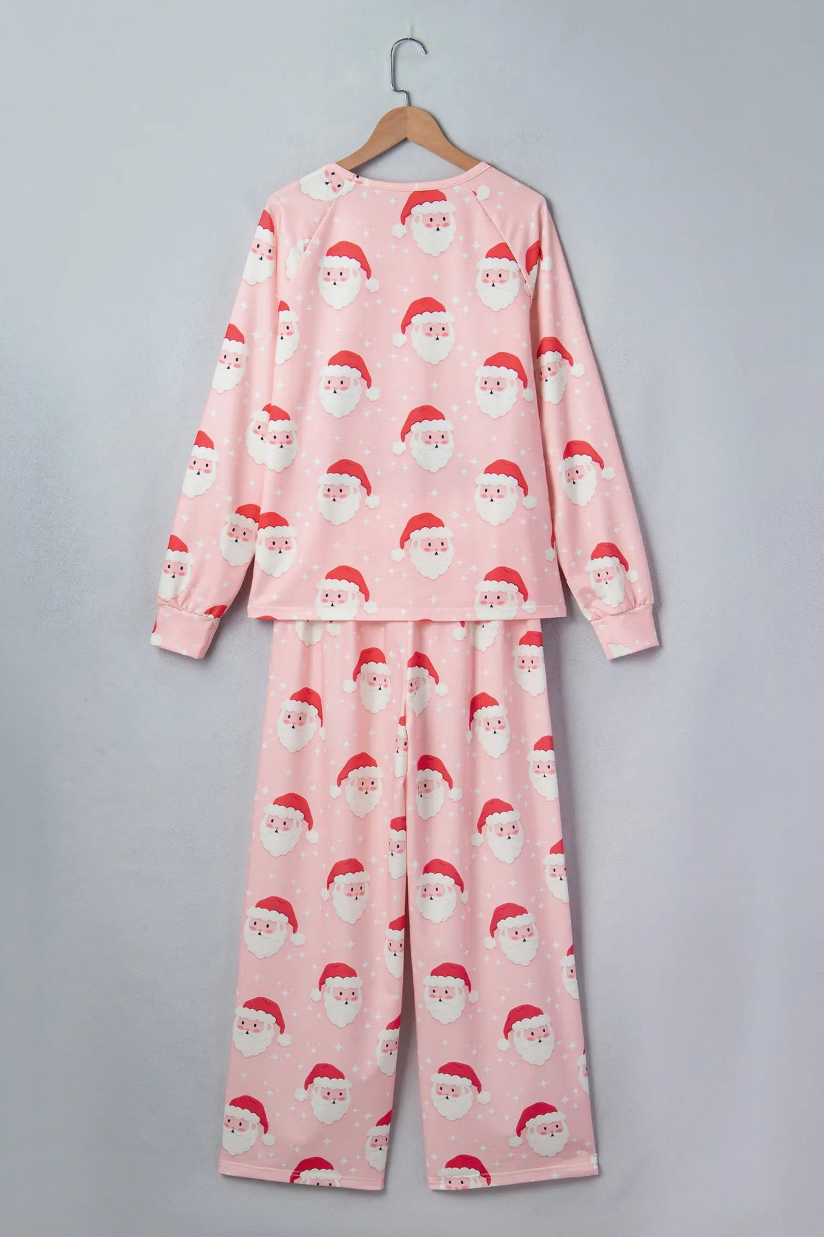 Long Sleeve Two-Piece Shift Lounge Set — Abstract Santa Pattern