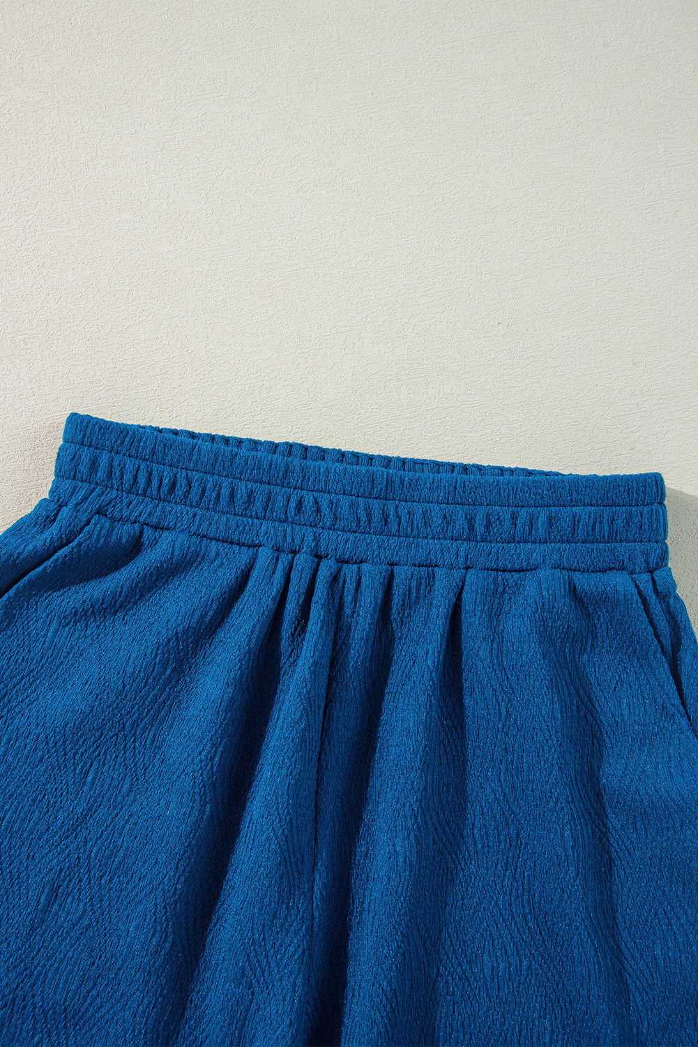 Bluing Solid Textured Crew Neck Short Set Co-ord eAura