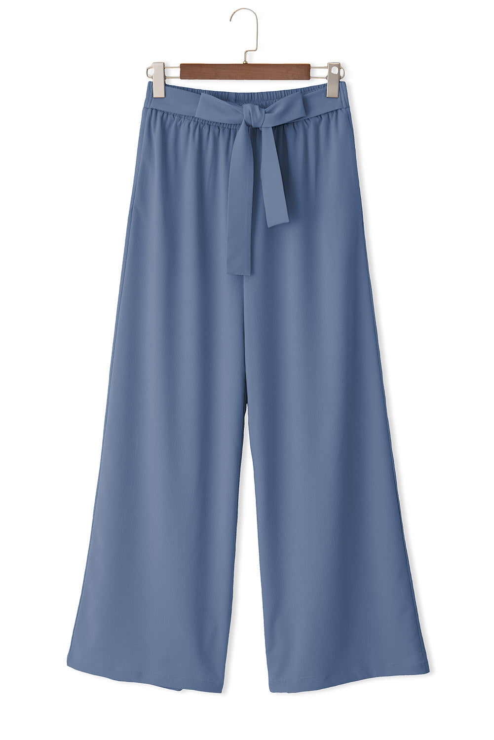 Coffee High Waisted Tie Front Side Pocket Wide Leg Flowy Casual Pants Dear-Lover Dropshipping