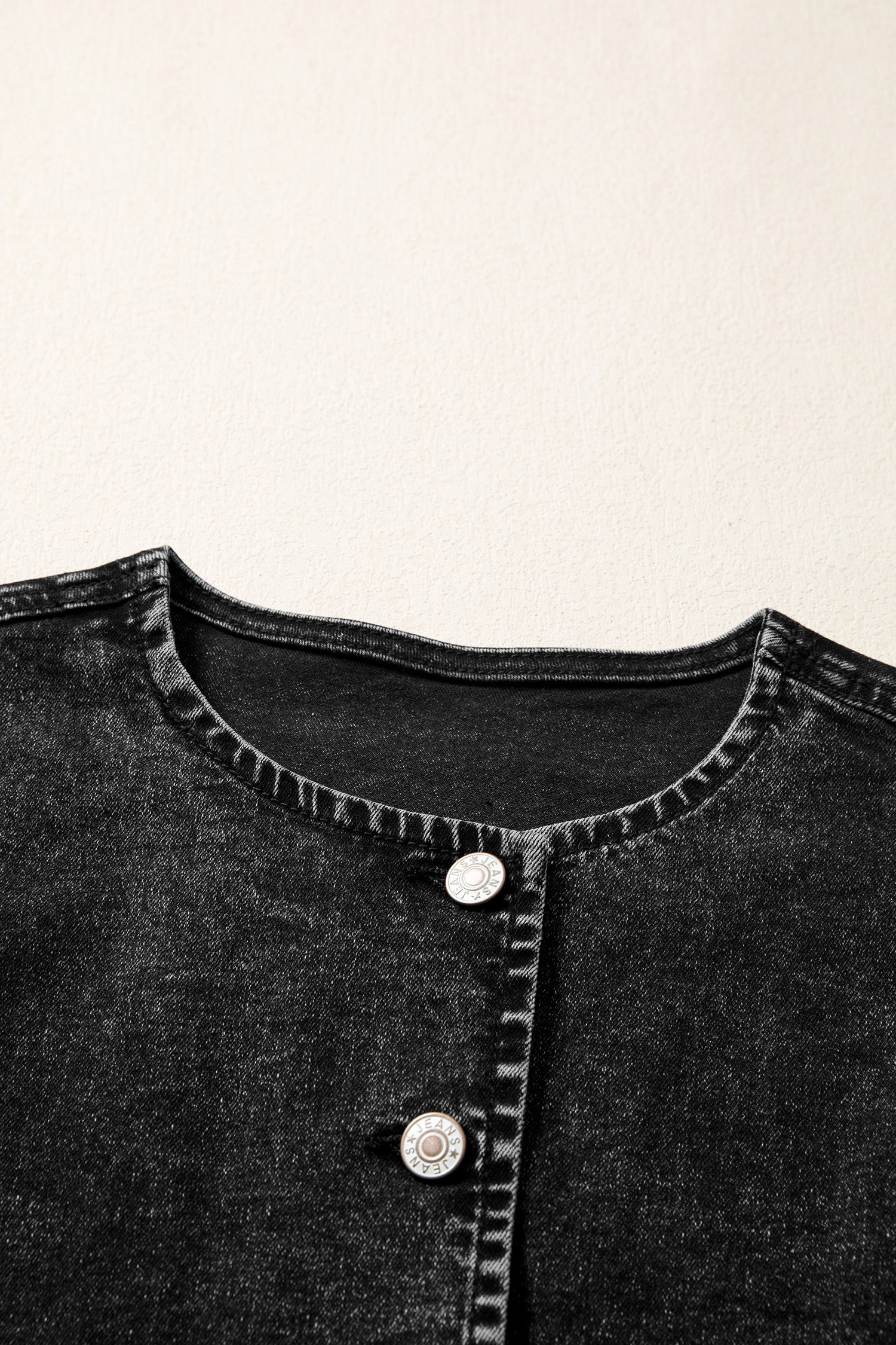Buttoned Front Slit Denim Vest – Black