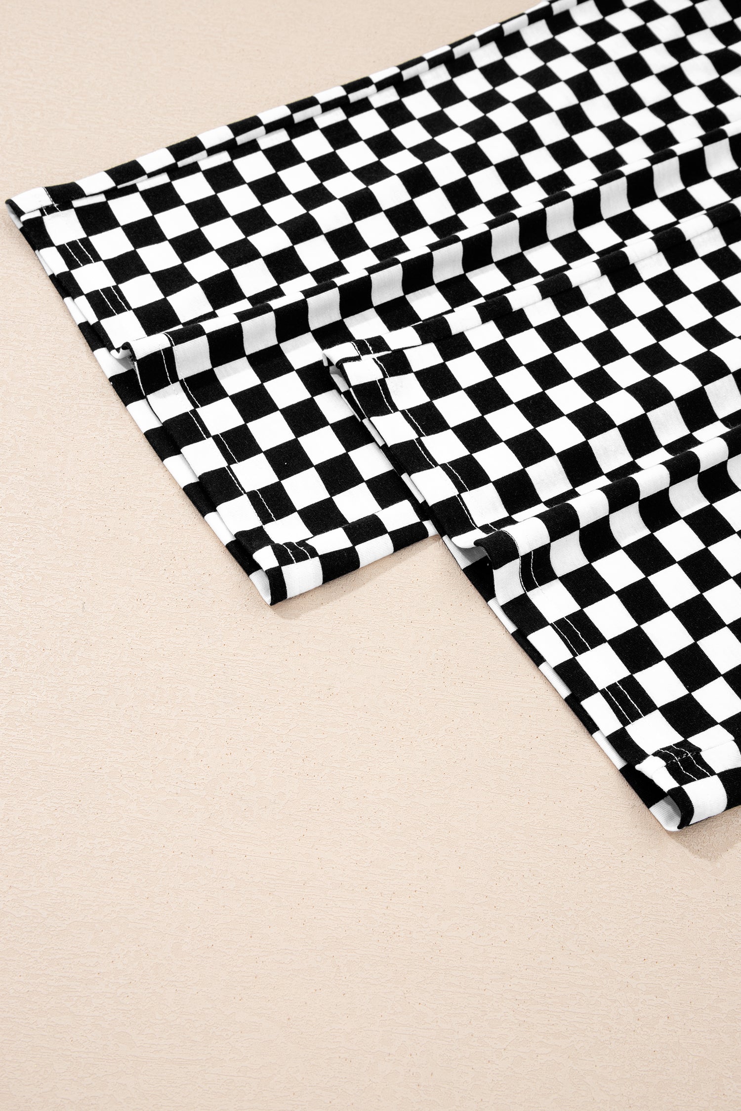 Checkered Print Half Sleeve Tee 2pcs Lounge Pant Set – Rose