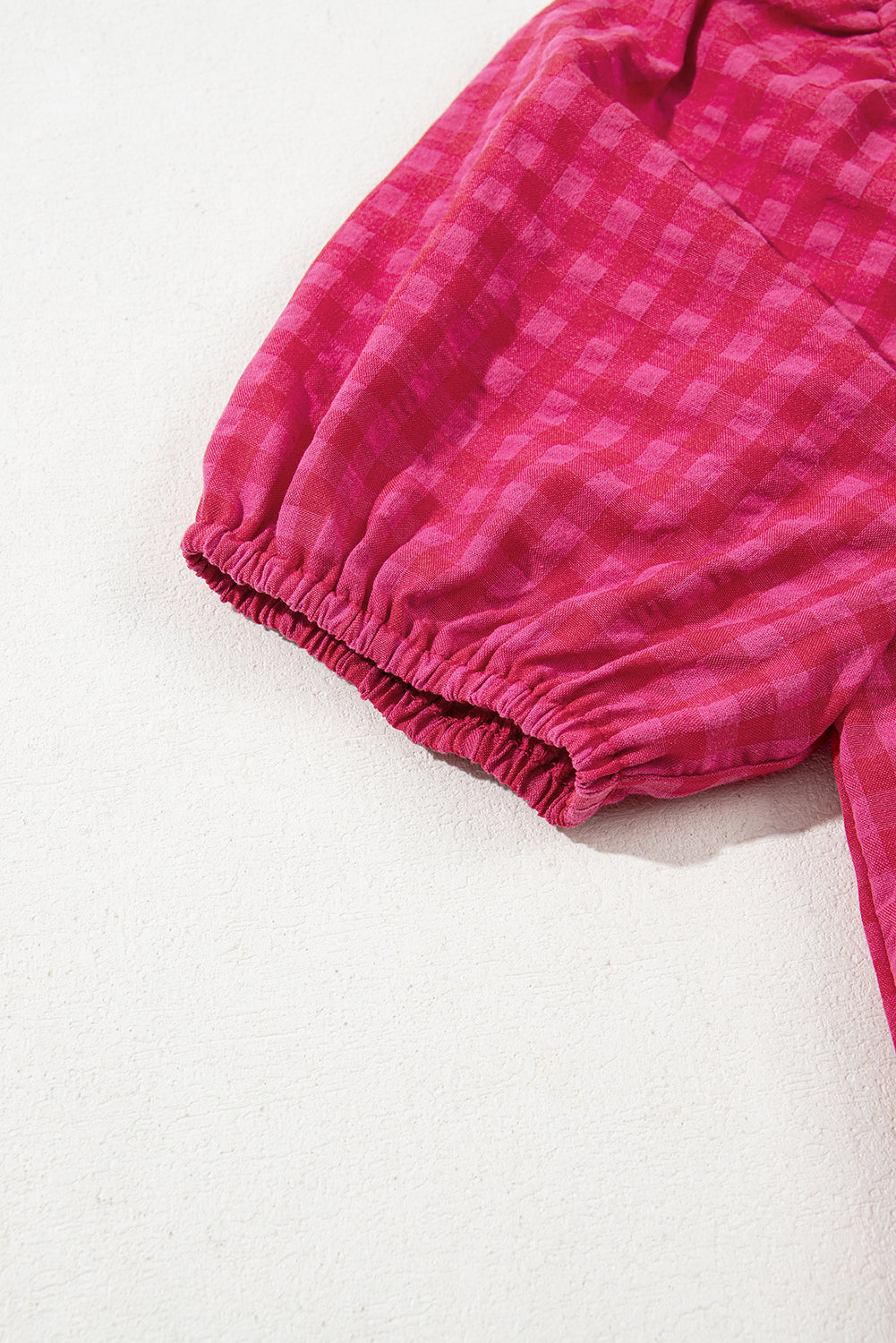 Rose Ginham Check Bubble Sleeve Ruffled Maxi Dress - eAura