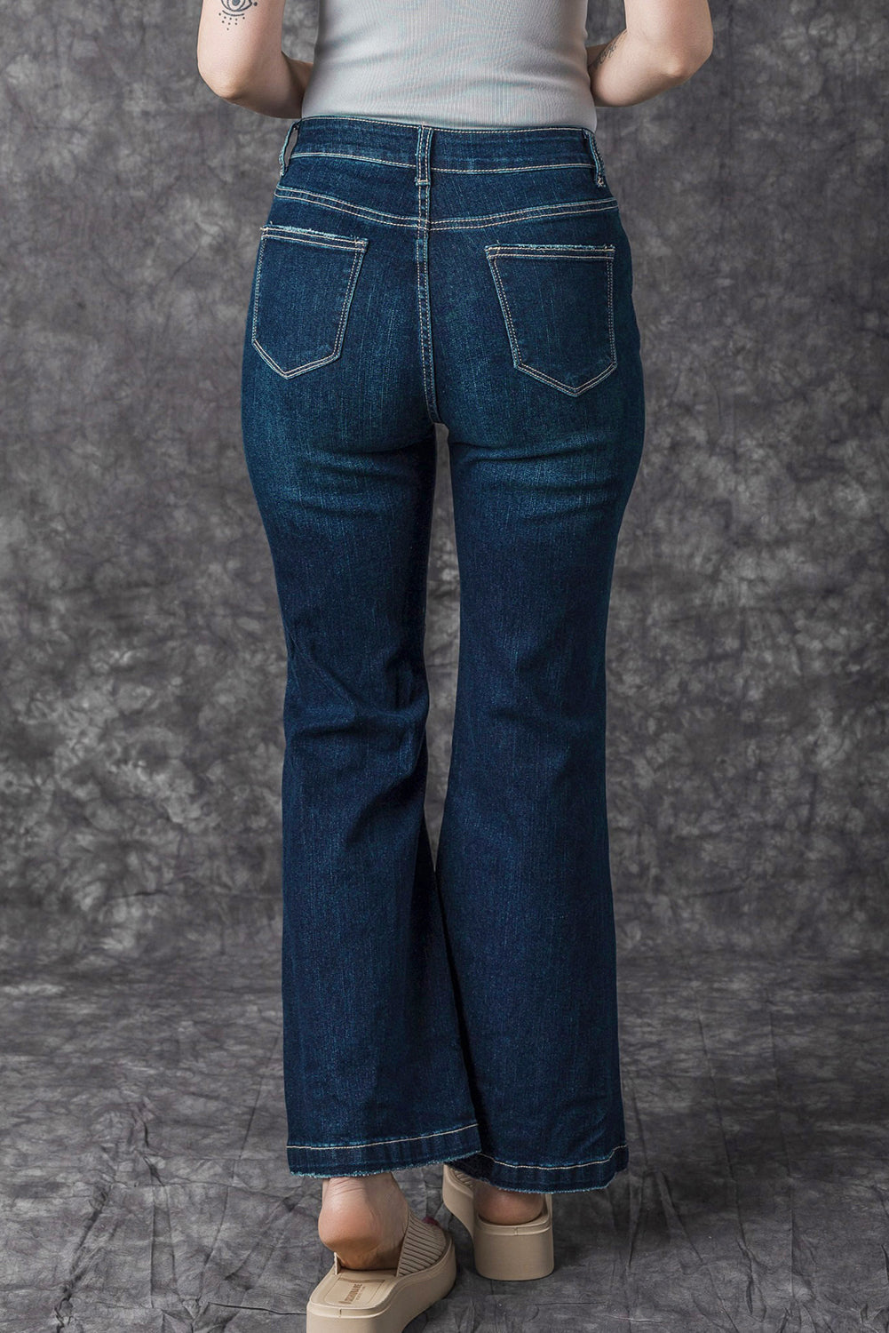 Real Teal High Rise Ripped Bell Bottom Jeans Beagle Boutique Fashion Outlet