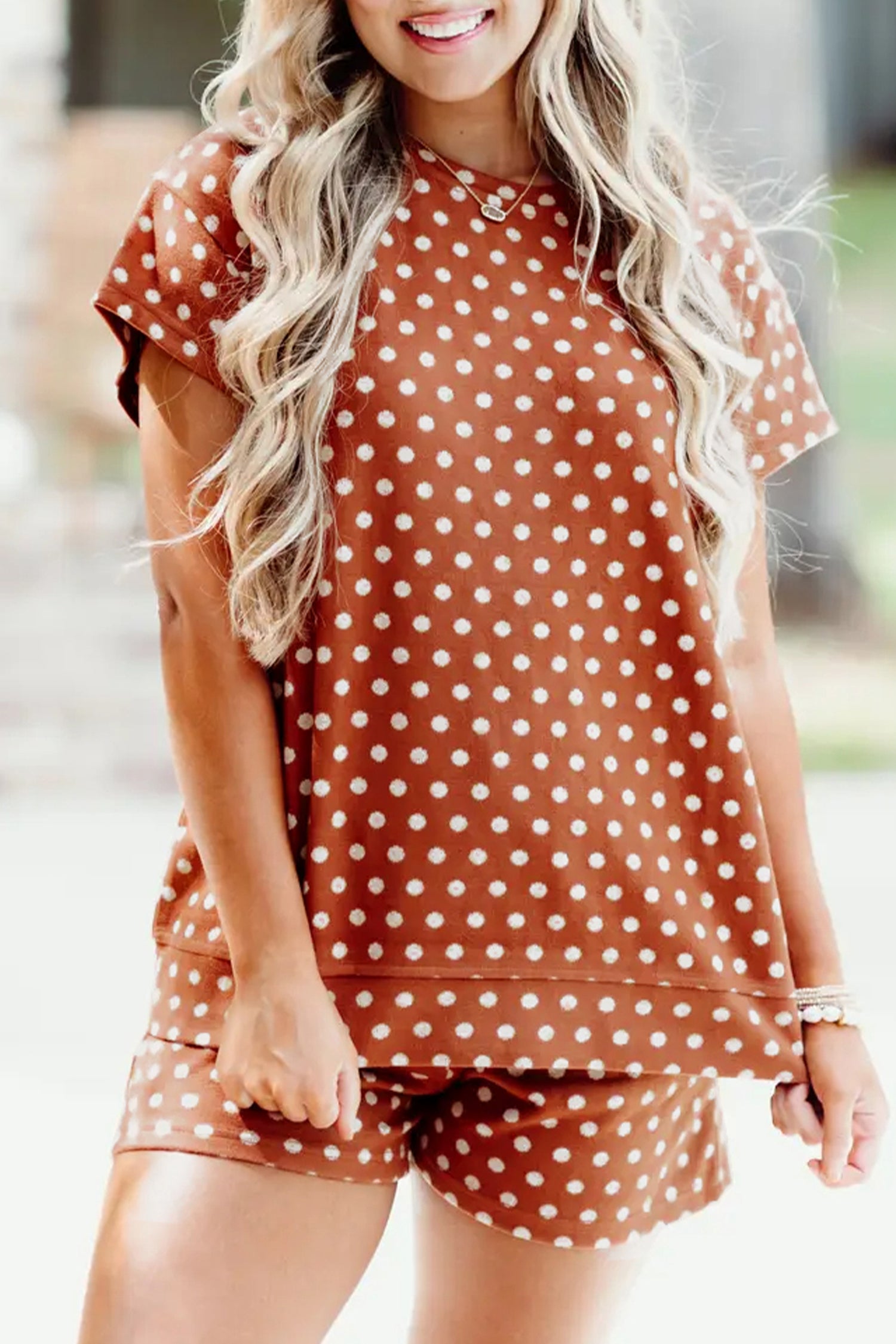 Polka Dot Print Short Co-ord Set