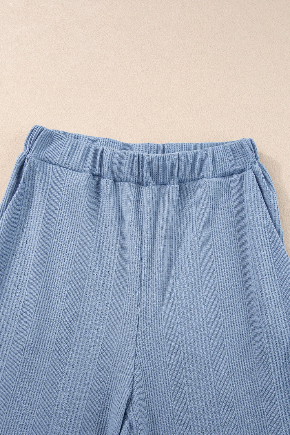 Beau Blue Ribbed Ruffle Tank Top and Trousers Set eAura
