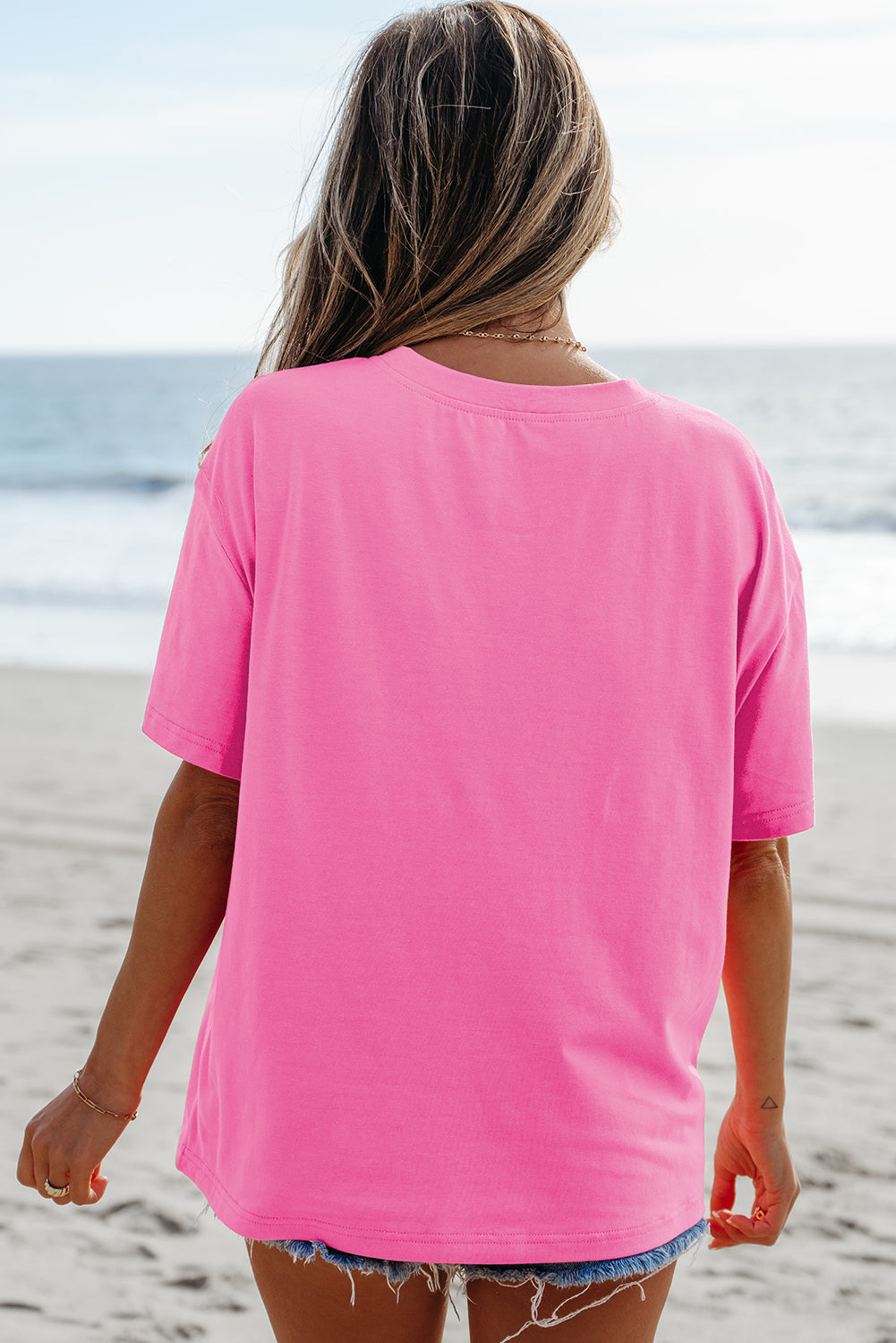 Bright Pink MAMA Letter Graphic Neon T Shirt eAura