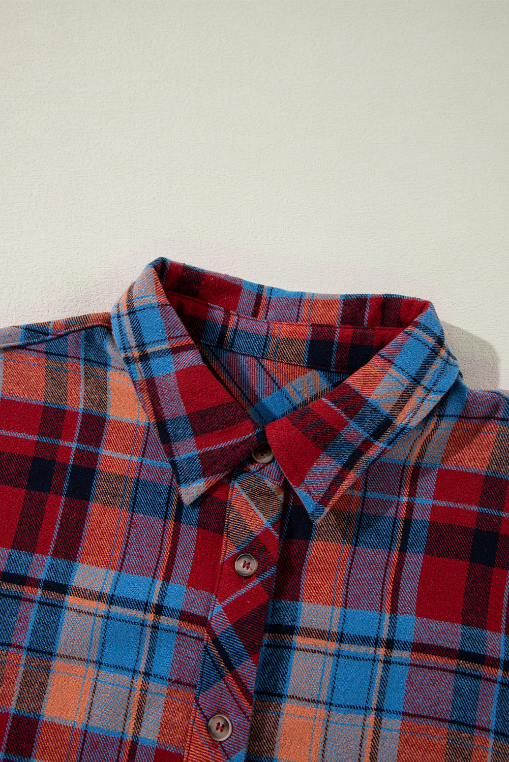 Red Plaid Print Loose Vintage Shirt eAura