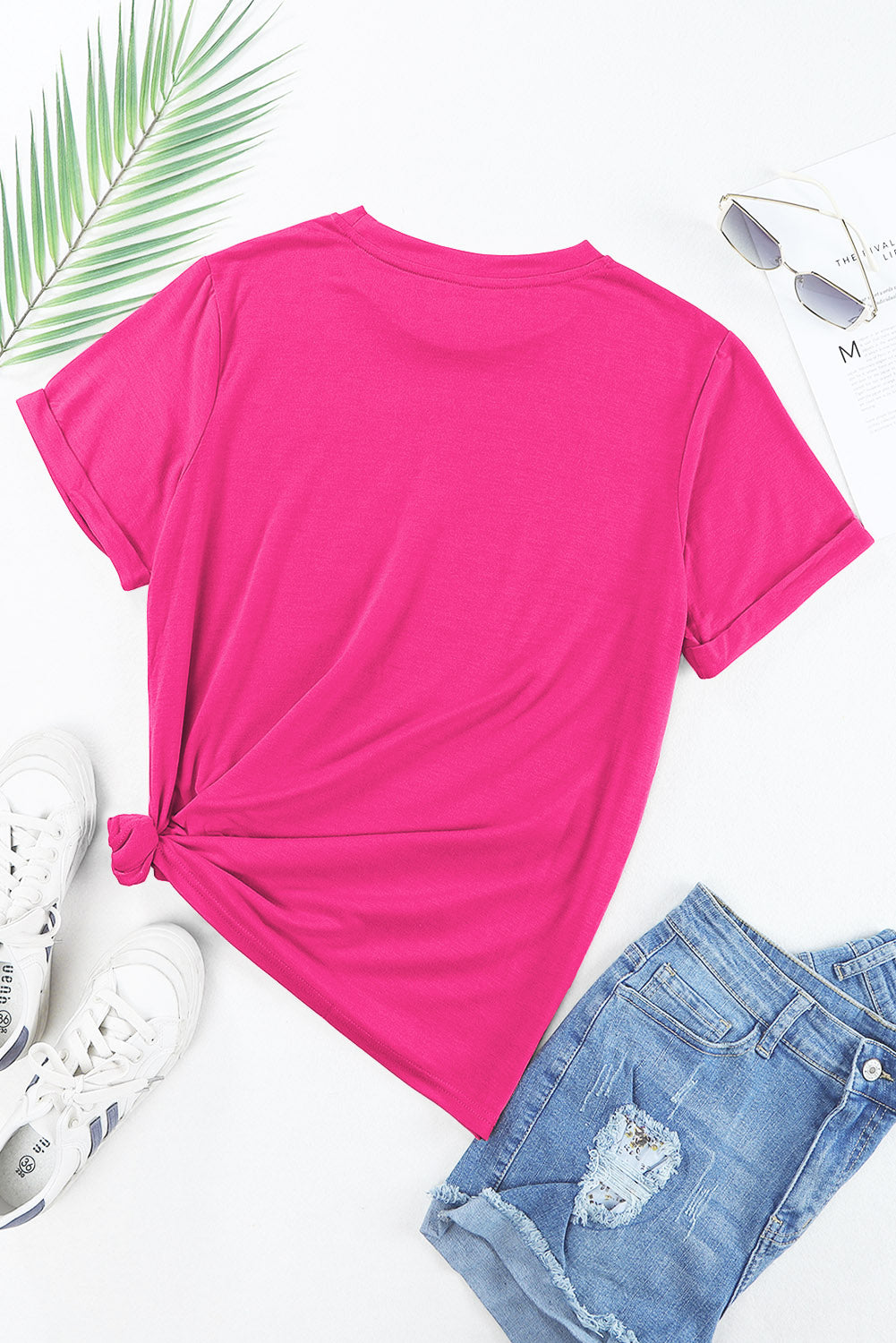 Casual Plain Crew Neck Tee T-Shirt